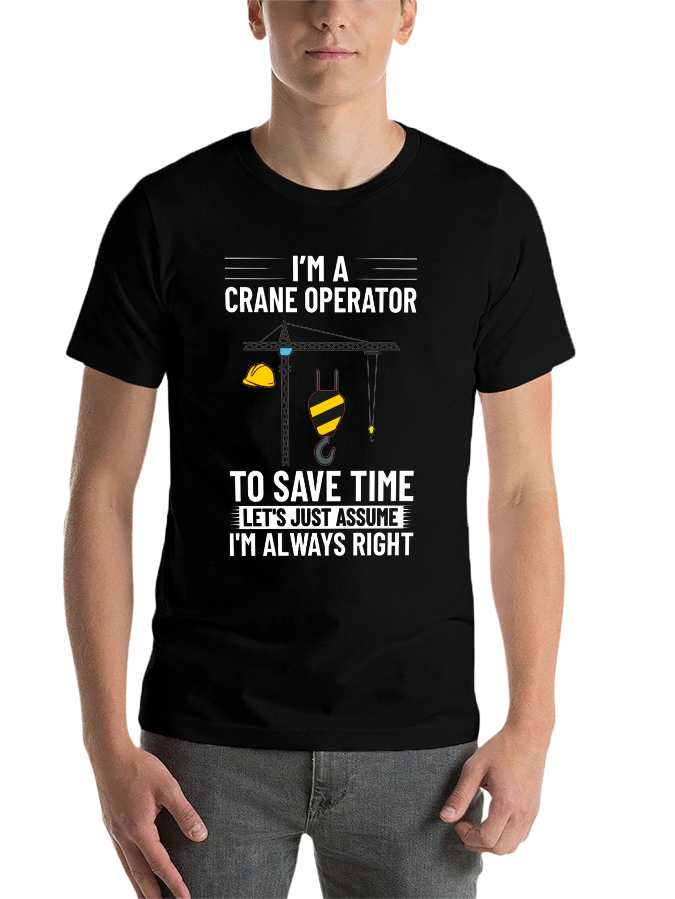 Black Crane Operator Always Right Graphic Tee view 7