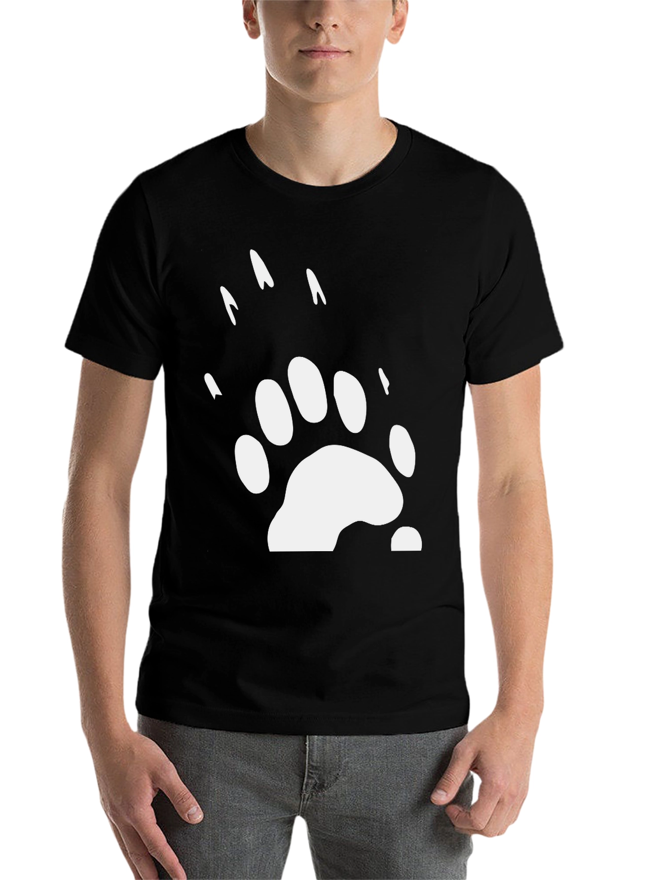 Black Bear Paw Print Graphic Tee - Black view 7