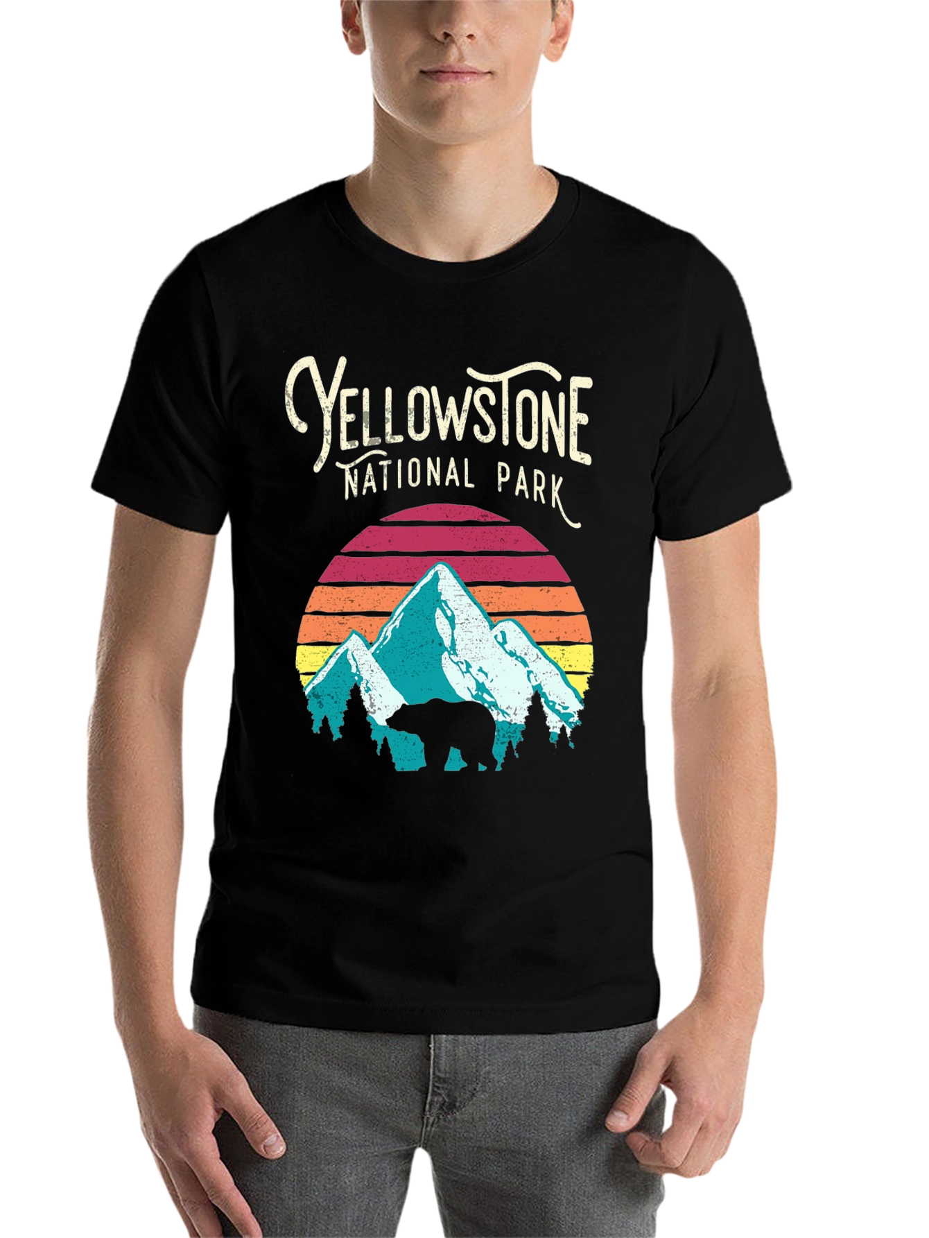 Black Yellowstone National Park Bear Graphic T-Shirt view 7