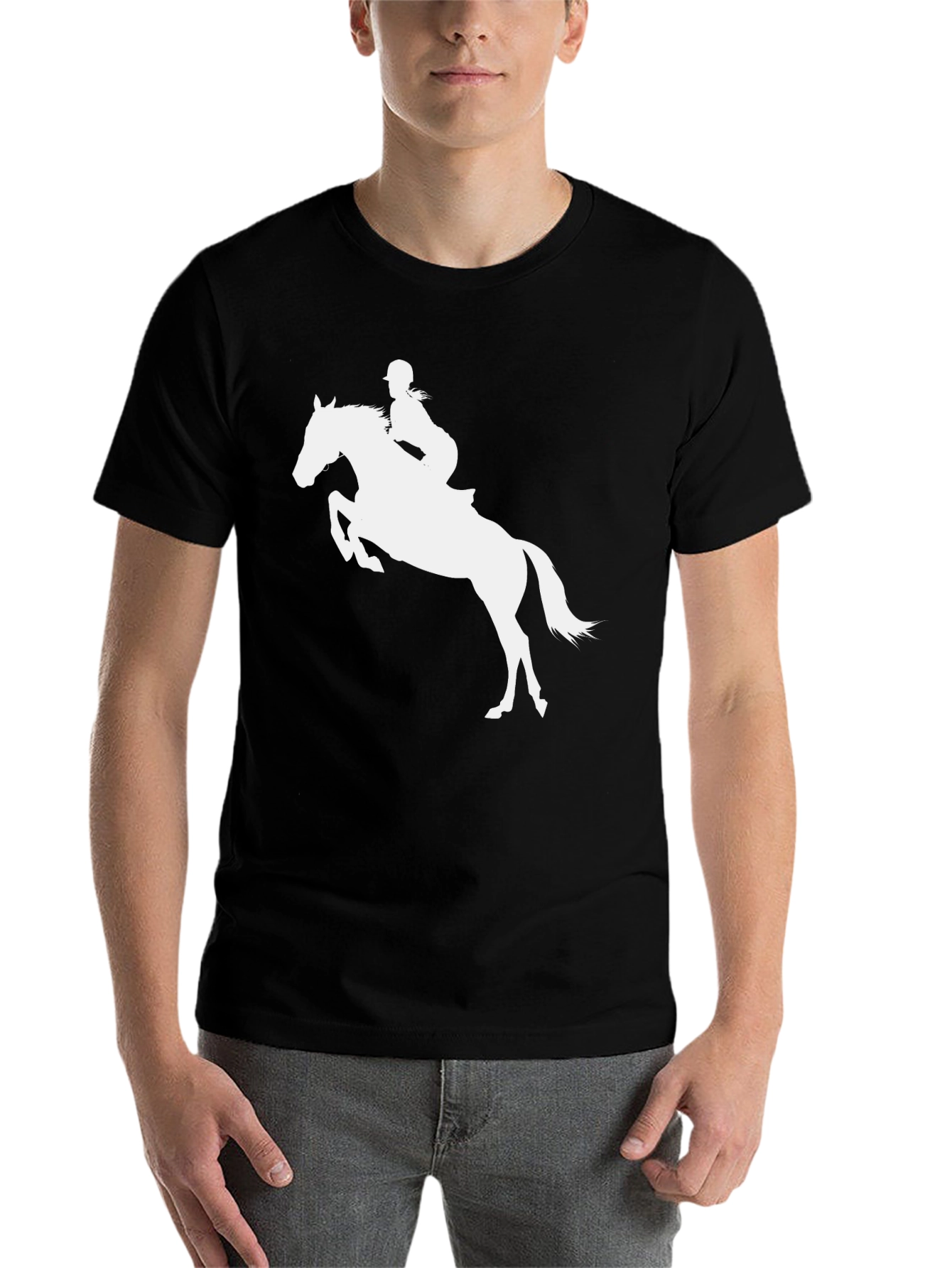Black Equestrian Horse Riding T-Shirt - Black view 7