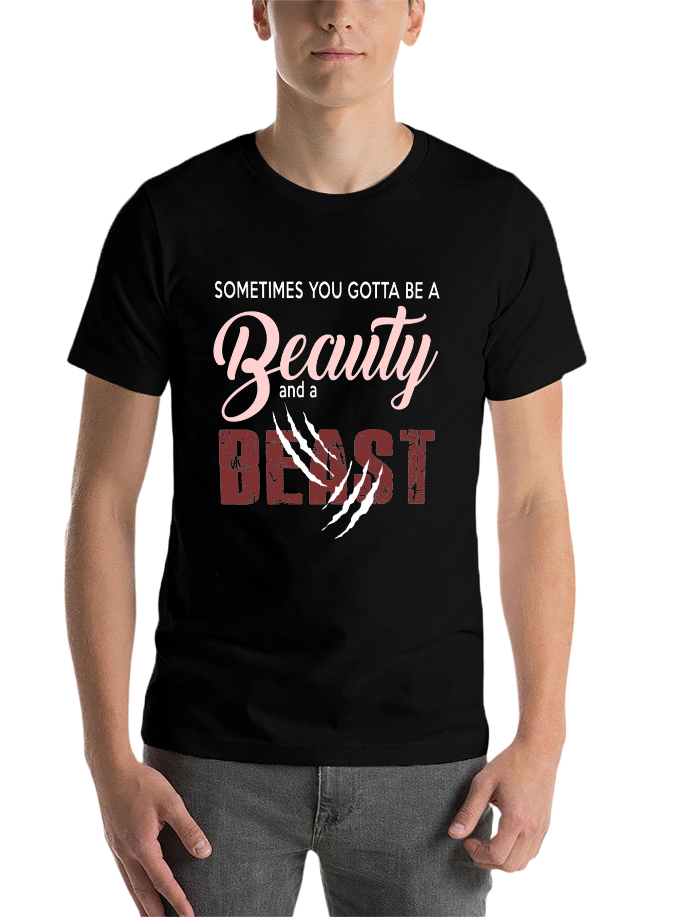 Black Beauty and Beast Graphic Print T-Shirt view 7