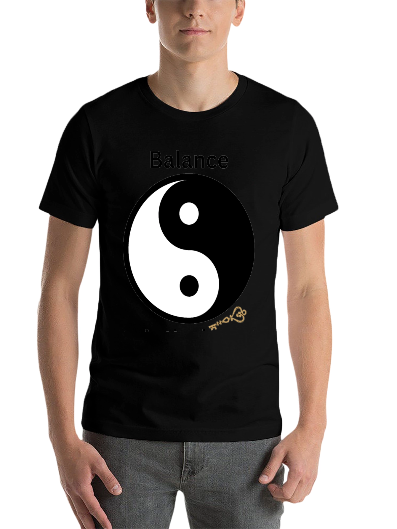 Black Yin Yang Balance Graphic Tee - Black T-Shirt view 7