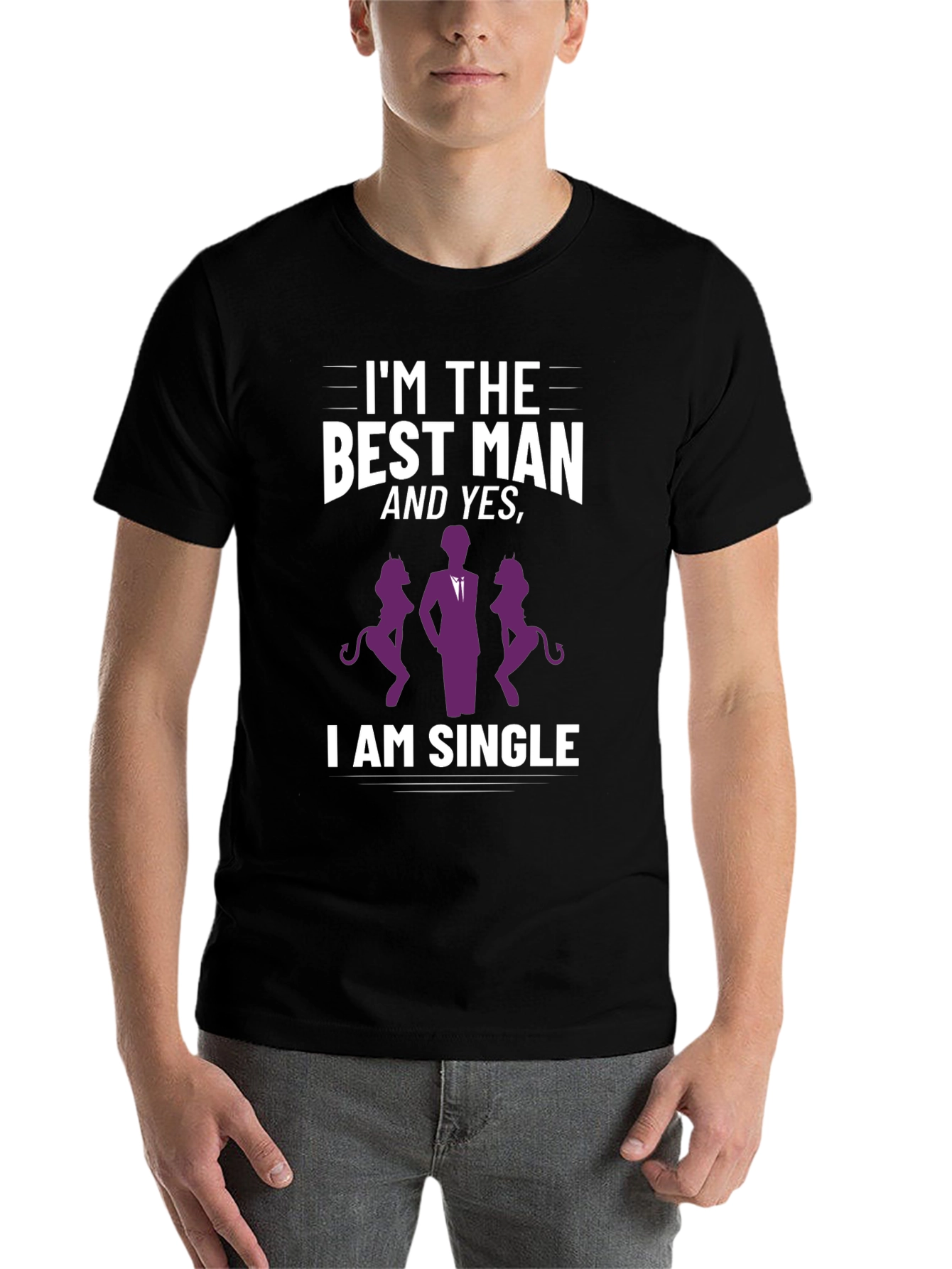 Black Best Man Single T-Shirt Funny Bachelor Party Tee view 7