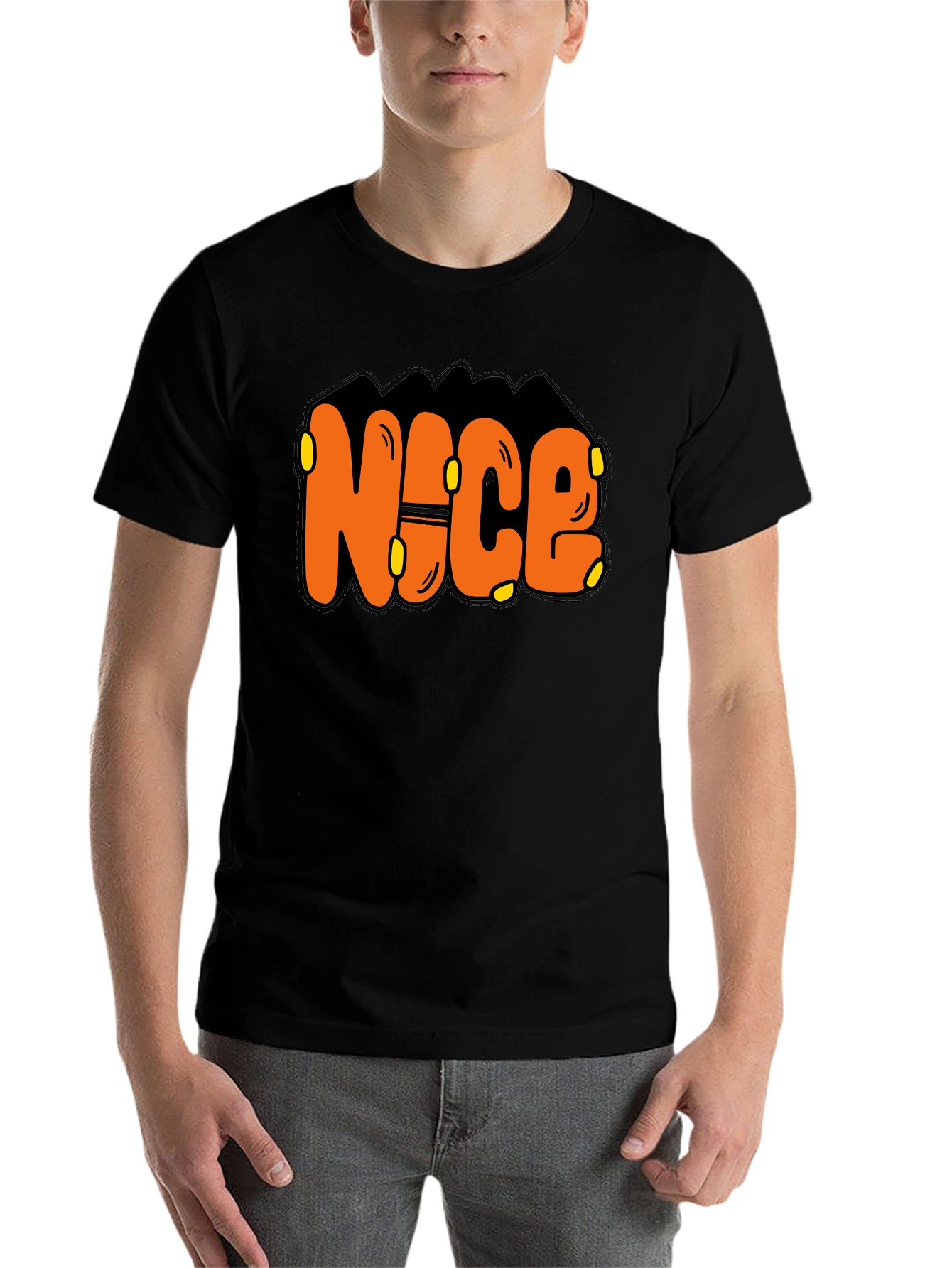 Black Nice Graphic Print T-Shirt view 7