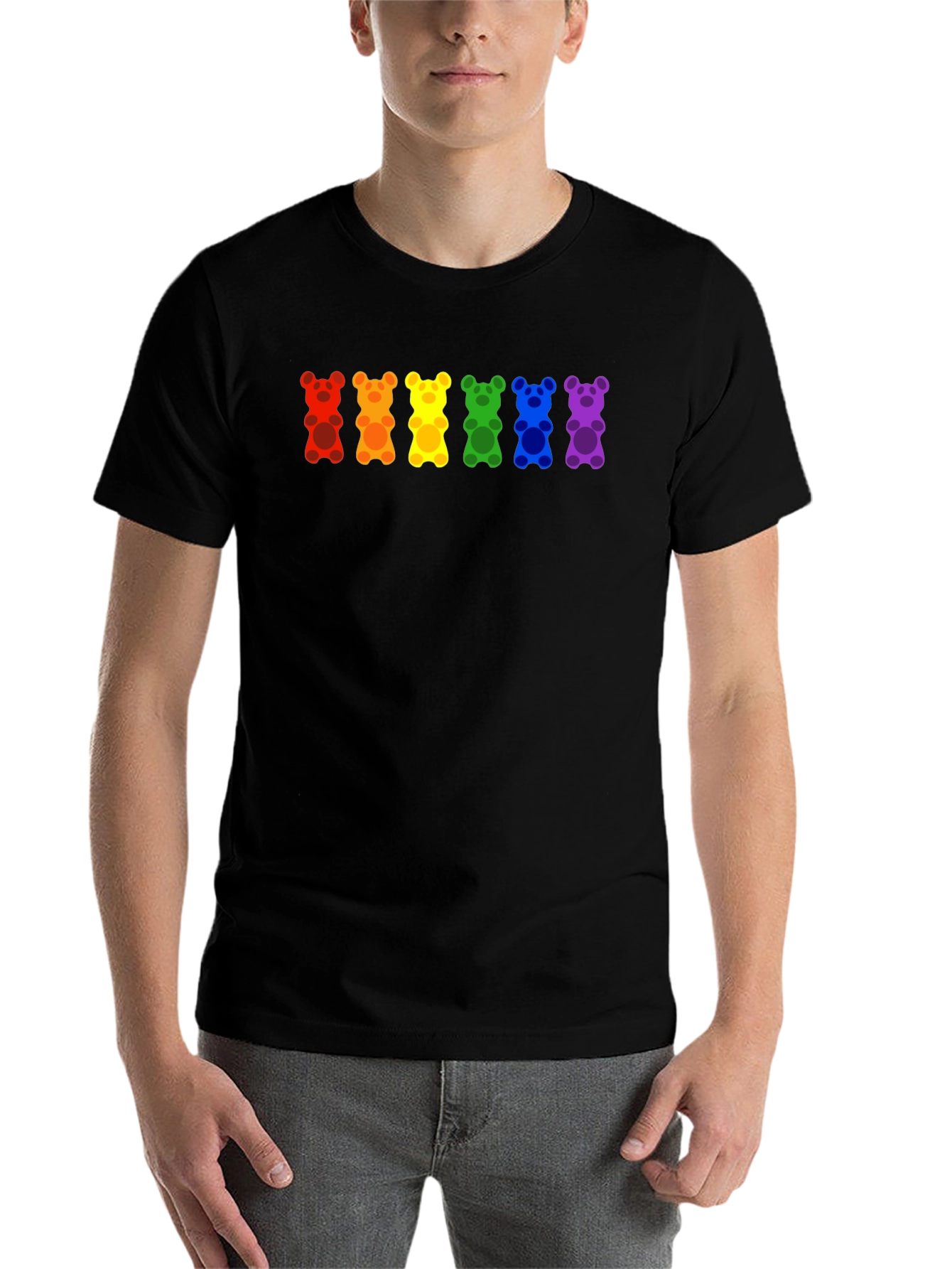 Black Rainbow Gummy Bear Pride T-Shirt view 7