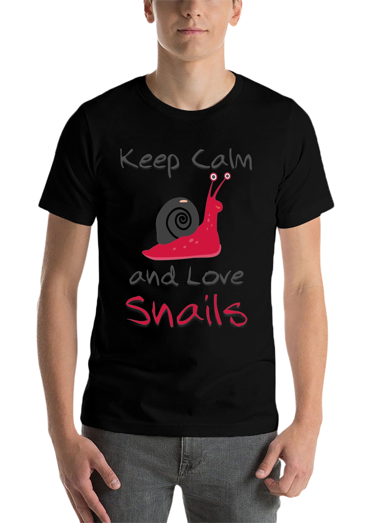 Black Keep Calm and Love Snails Black T-Shirt view 7