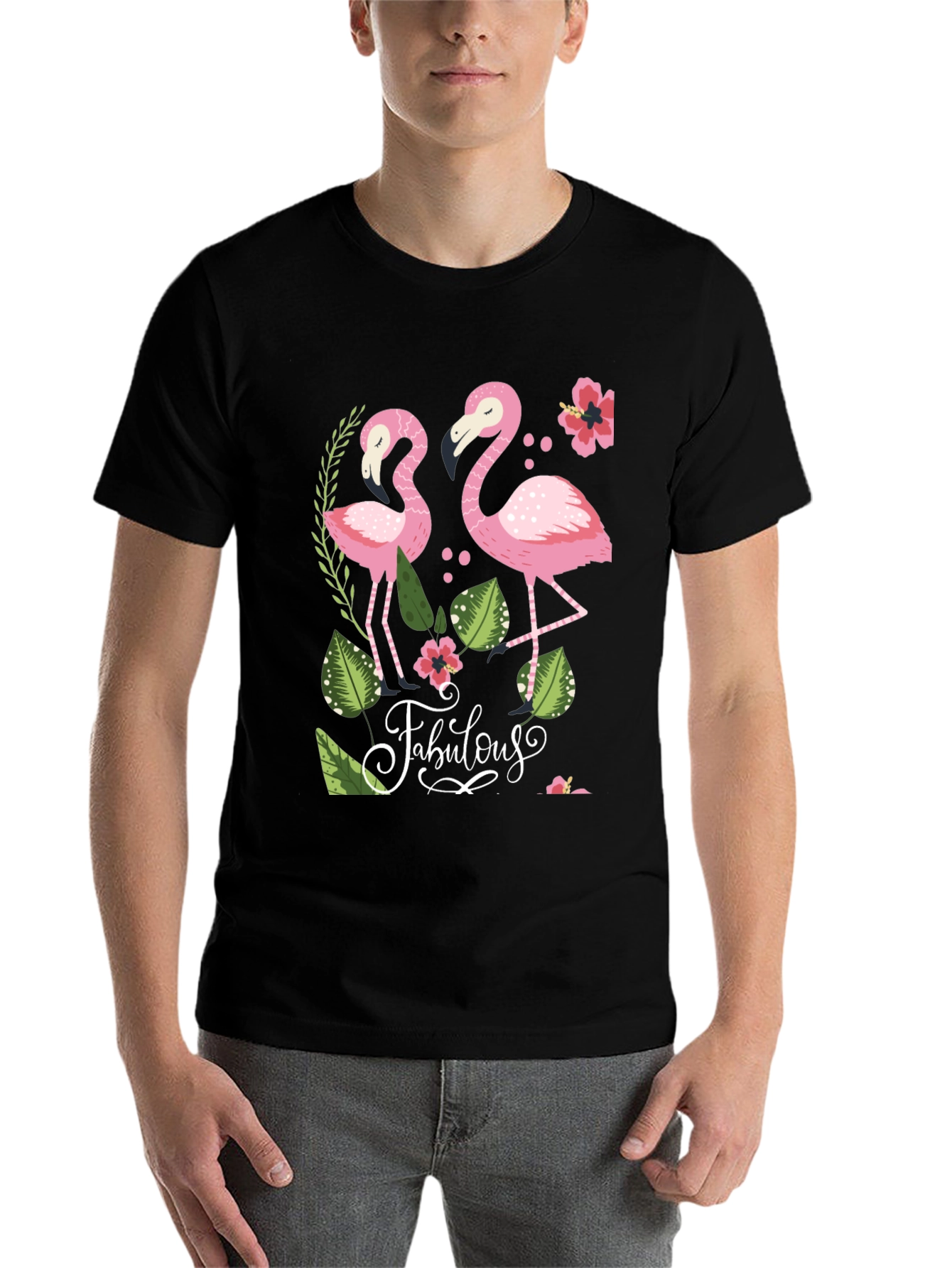 Black Fabulous Flamingo Graphic T-Shirt view 7
