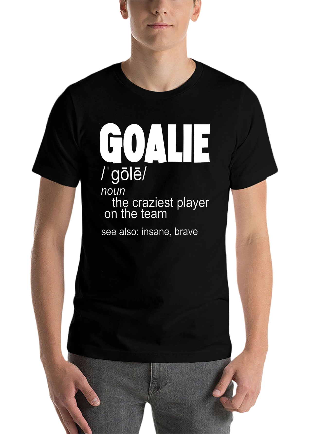 Black Goalie Definition T-Shirt - Crazy Hockey Player Tee view 7