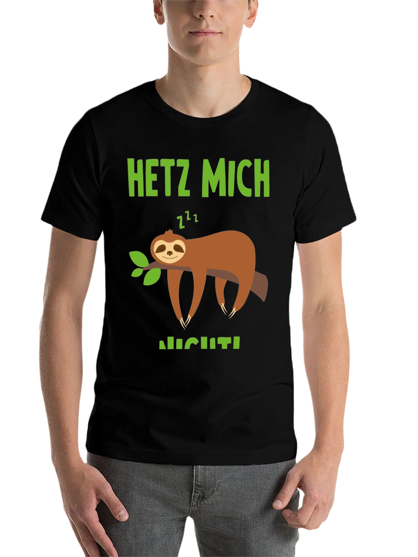 Black Relaxed Sloth Graphic Tee - Hetz Mich Nicht view 7