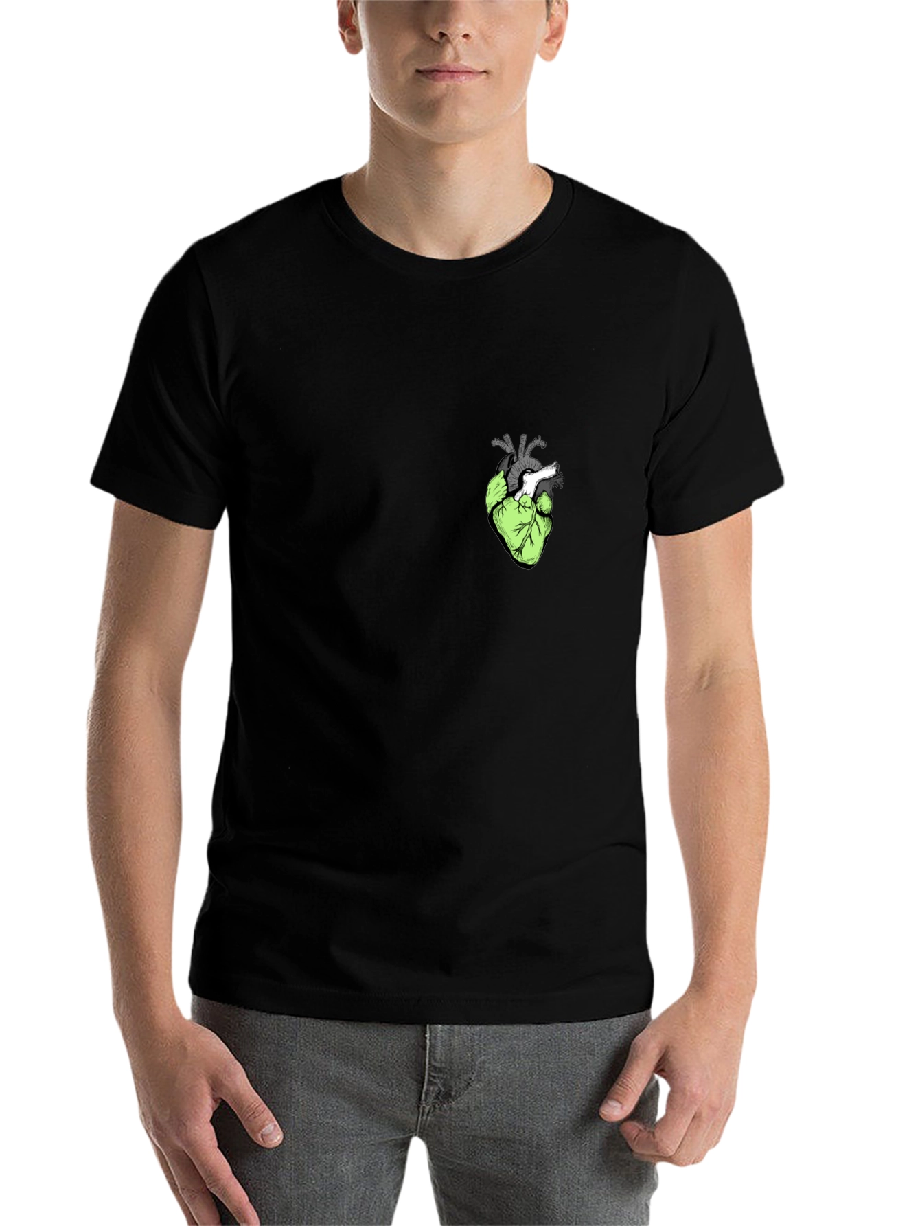 Black Anatomical Heart Graphic Tee - Black view 7