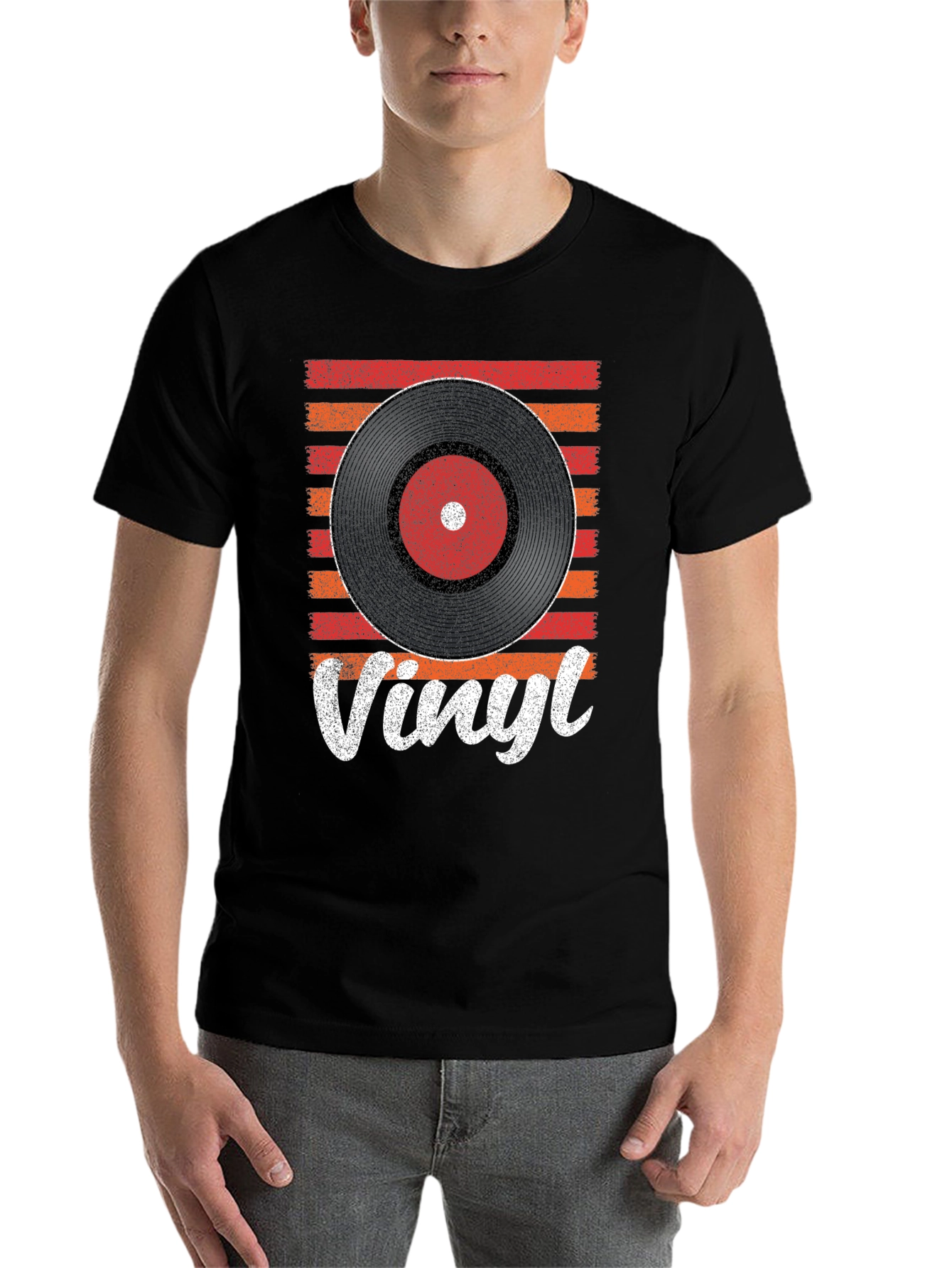 Black Vintage Vinyl Record Graphic Tee - Retro Music Lover Shirt view 7