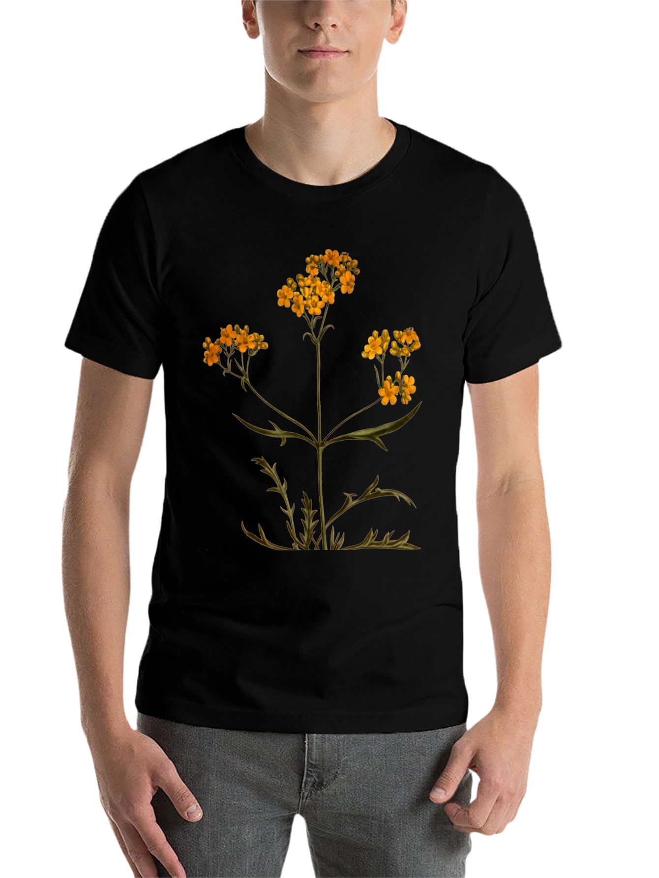Black Botanical Graphic T-Shirt - Black Cotton Tee view 7