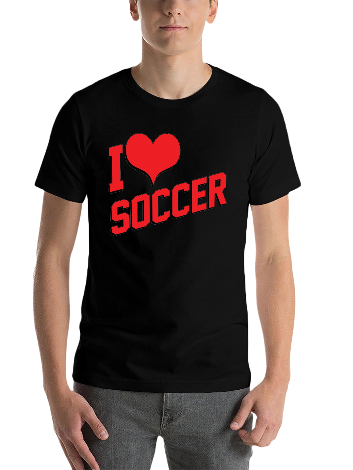 Black I Love Soccer Graphic Tee - Black Cotton T-Shirt view 7