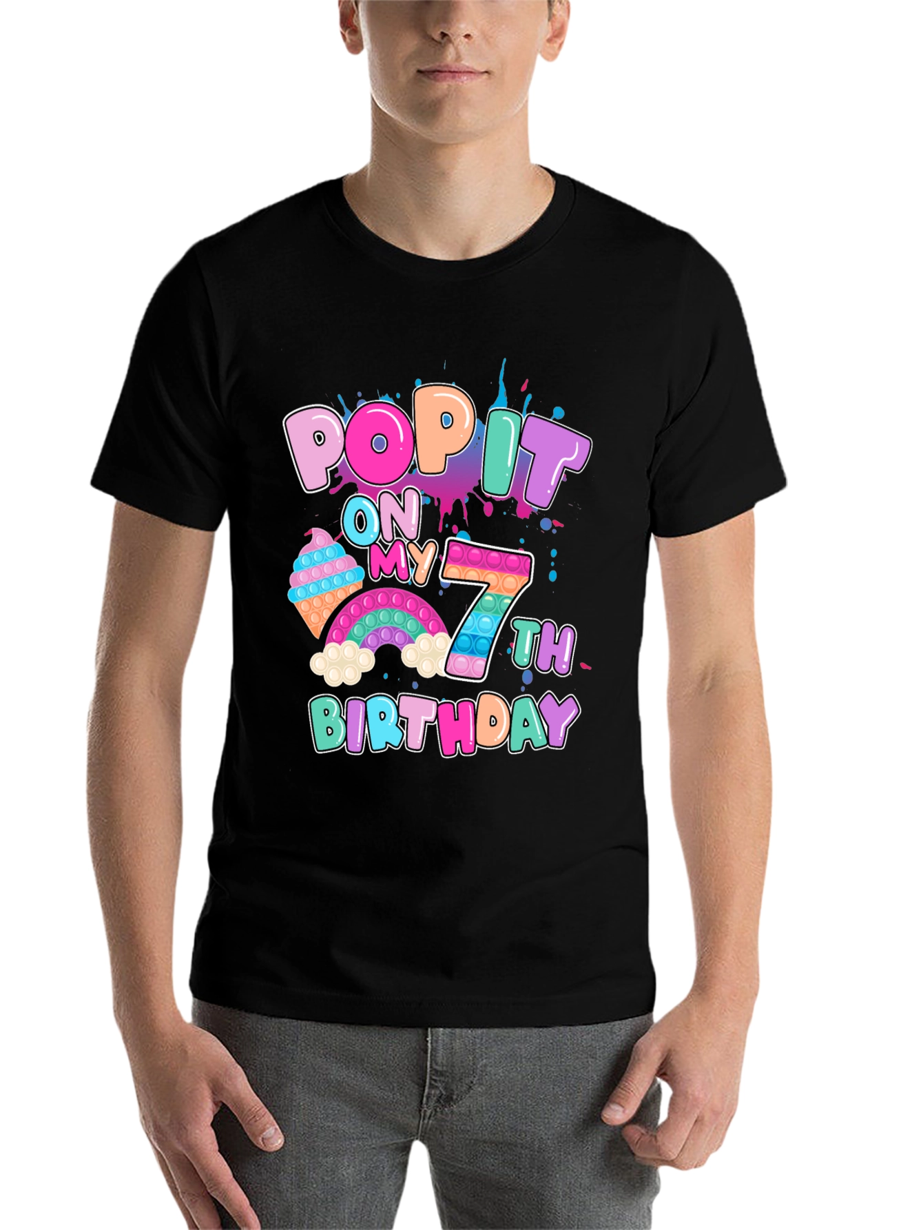 Black Pop It On My 7th Birthday T-Shirt view 7