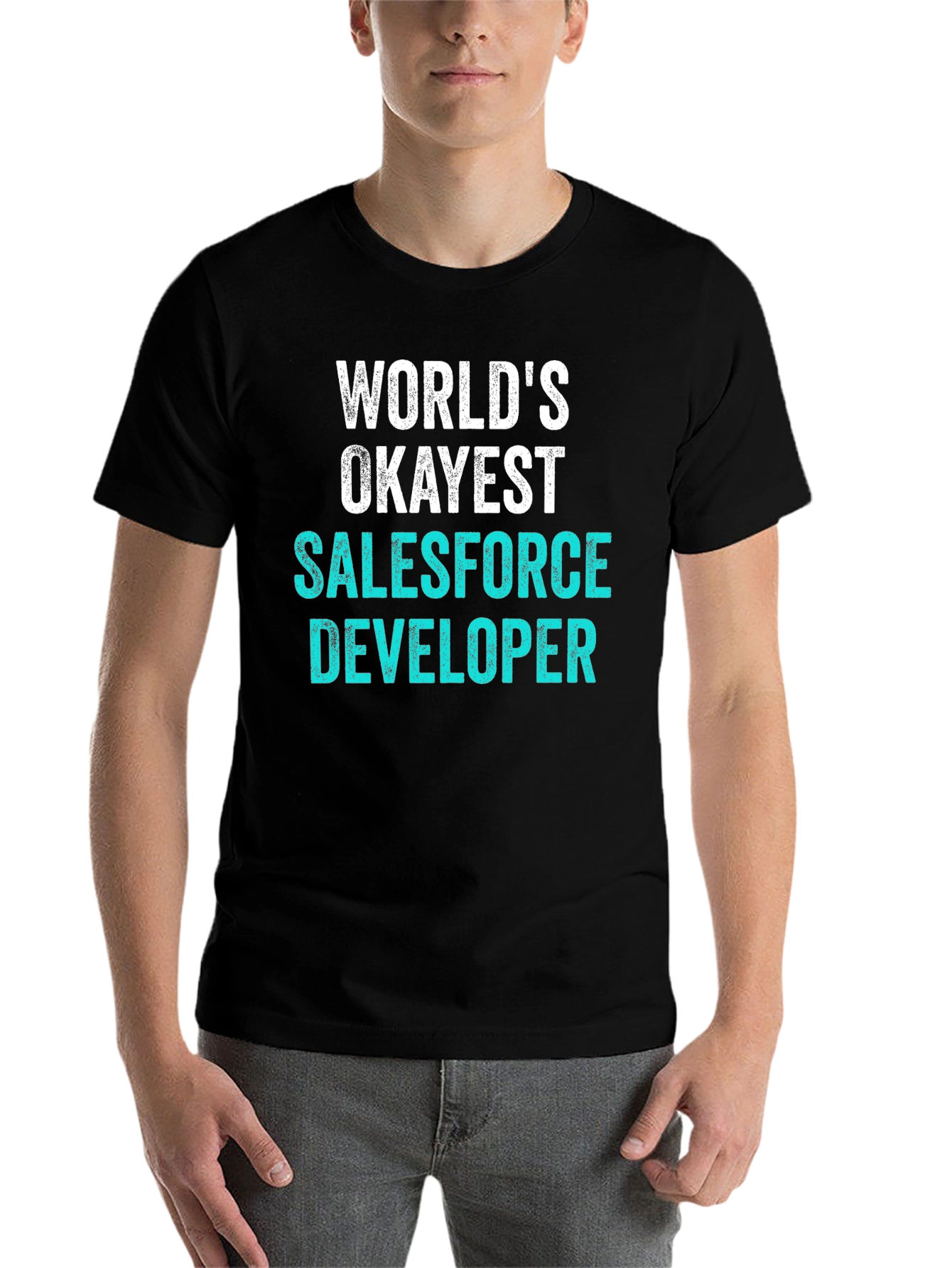 Black World's Okayest Salesforce Developer T-Shirt view 7