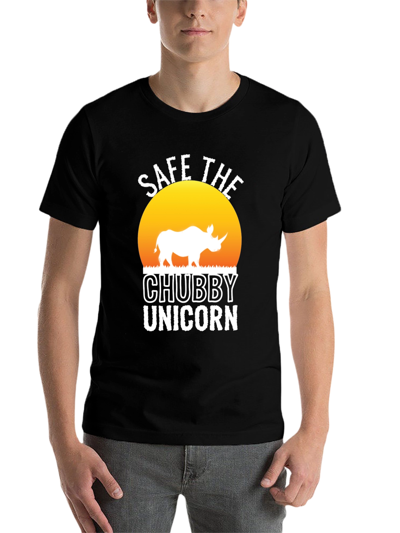 Black Save the Chubby Unicorn Black T-Shirt view 7