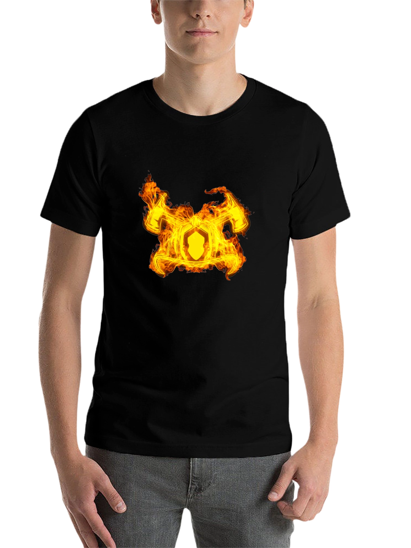 Fiery Firefighter Maltese Cross Black T-Shirt - 7