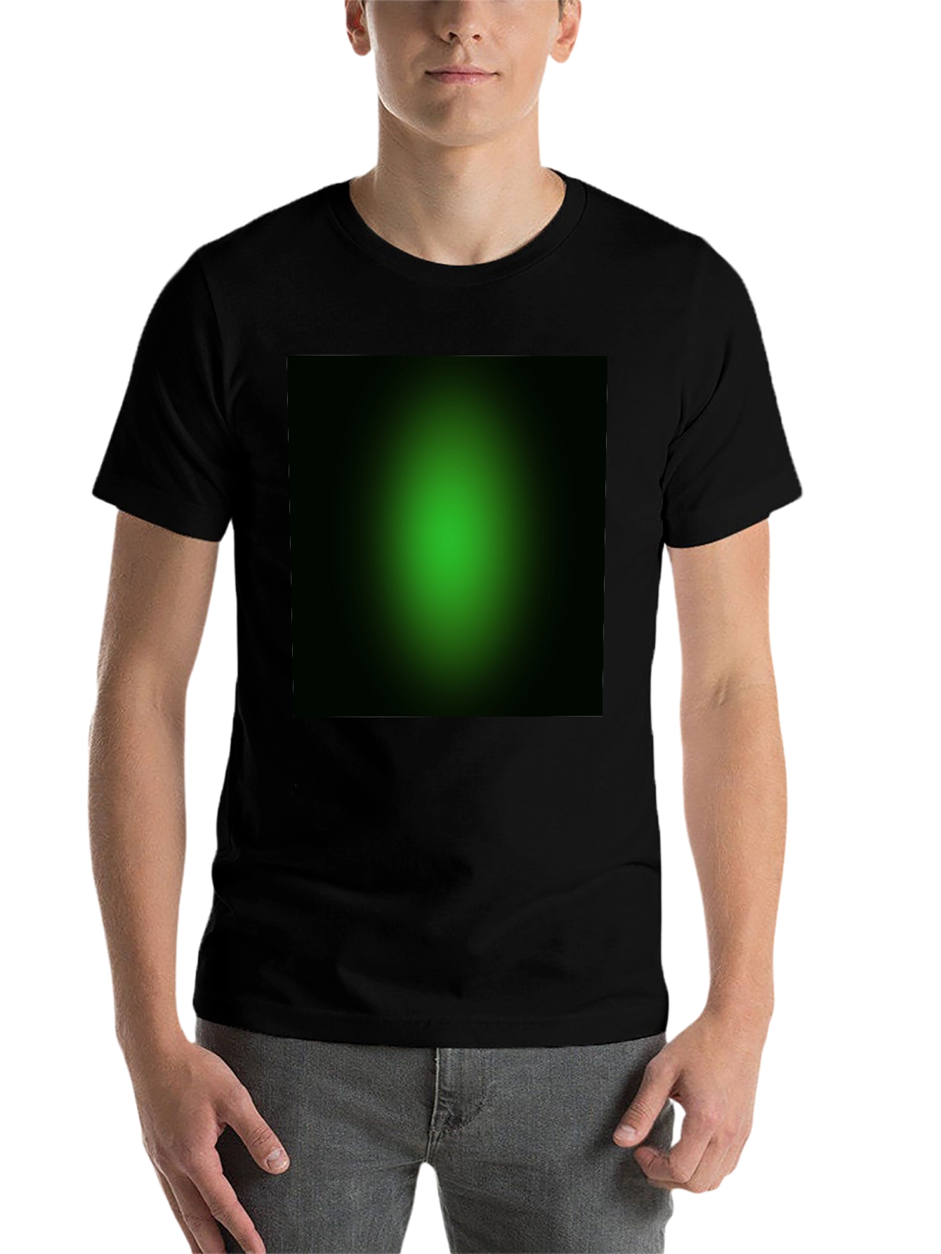 Black Men's Black T-Shirt with Green Gradient Design view 7