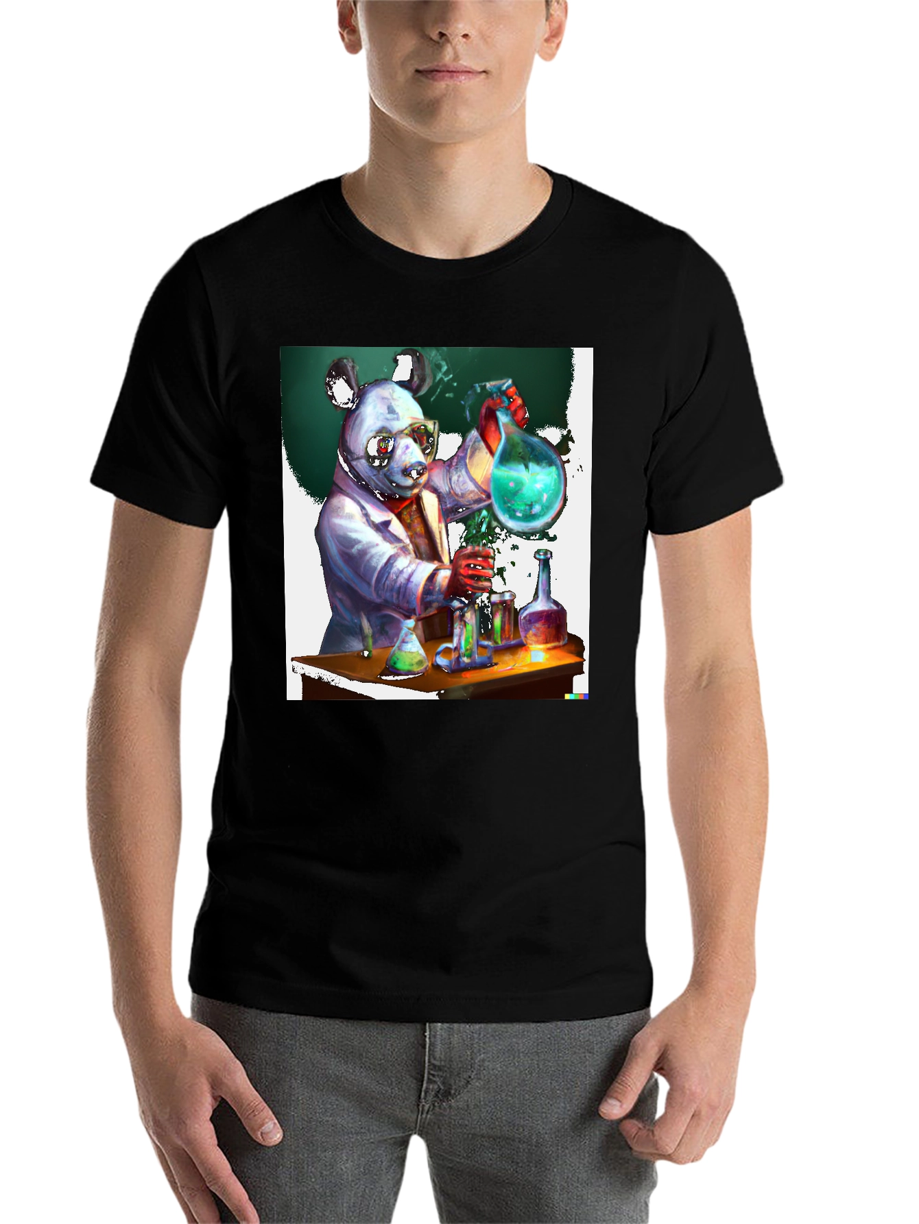 Black Scientist Panda Graphic Tee - Quirky & Unique view 7