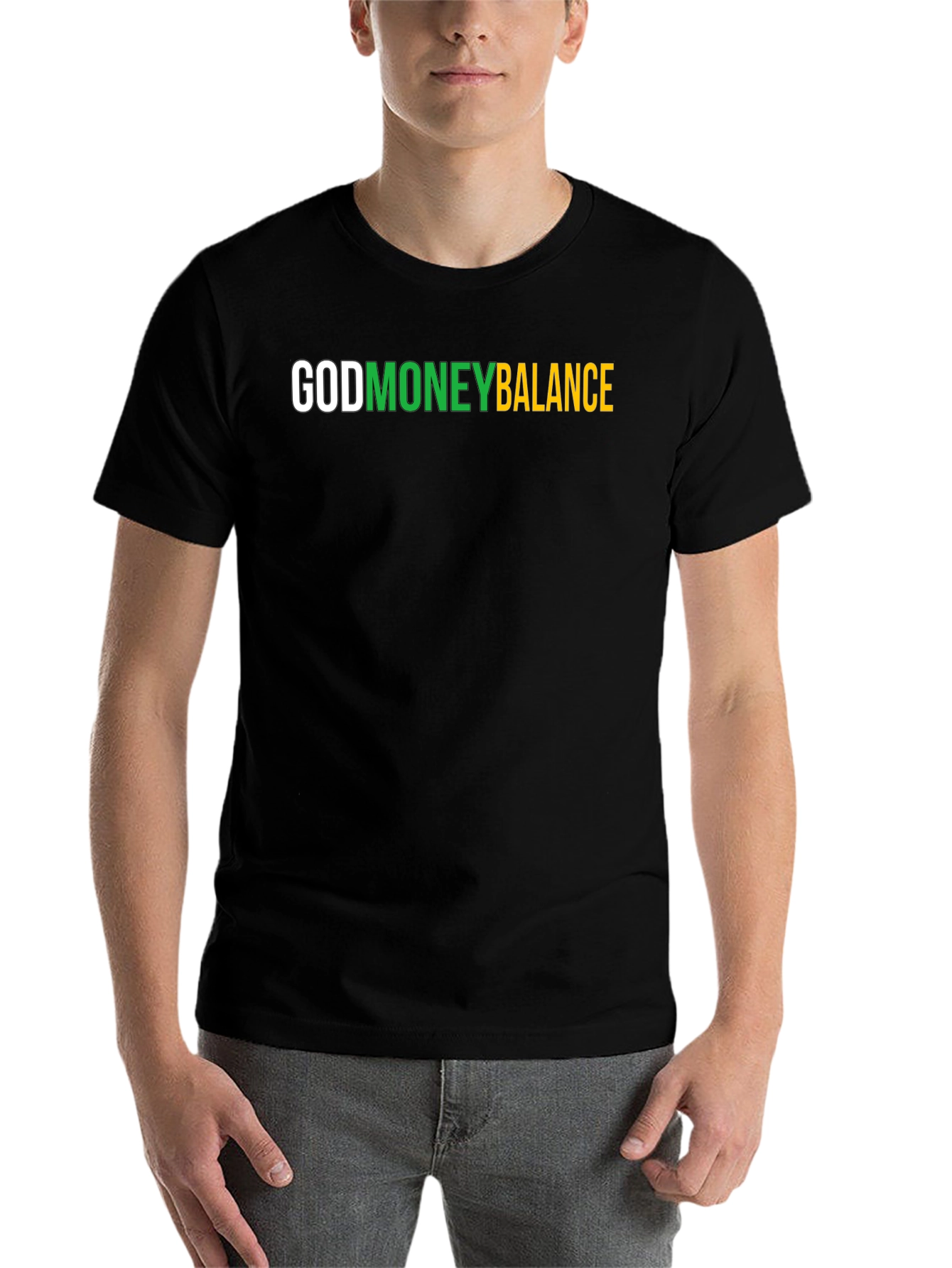 Black God Money Balance Graphic Tee - Stylish Black T-Shirt view 7