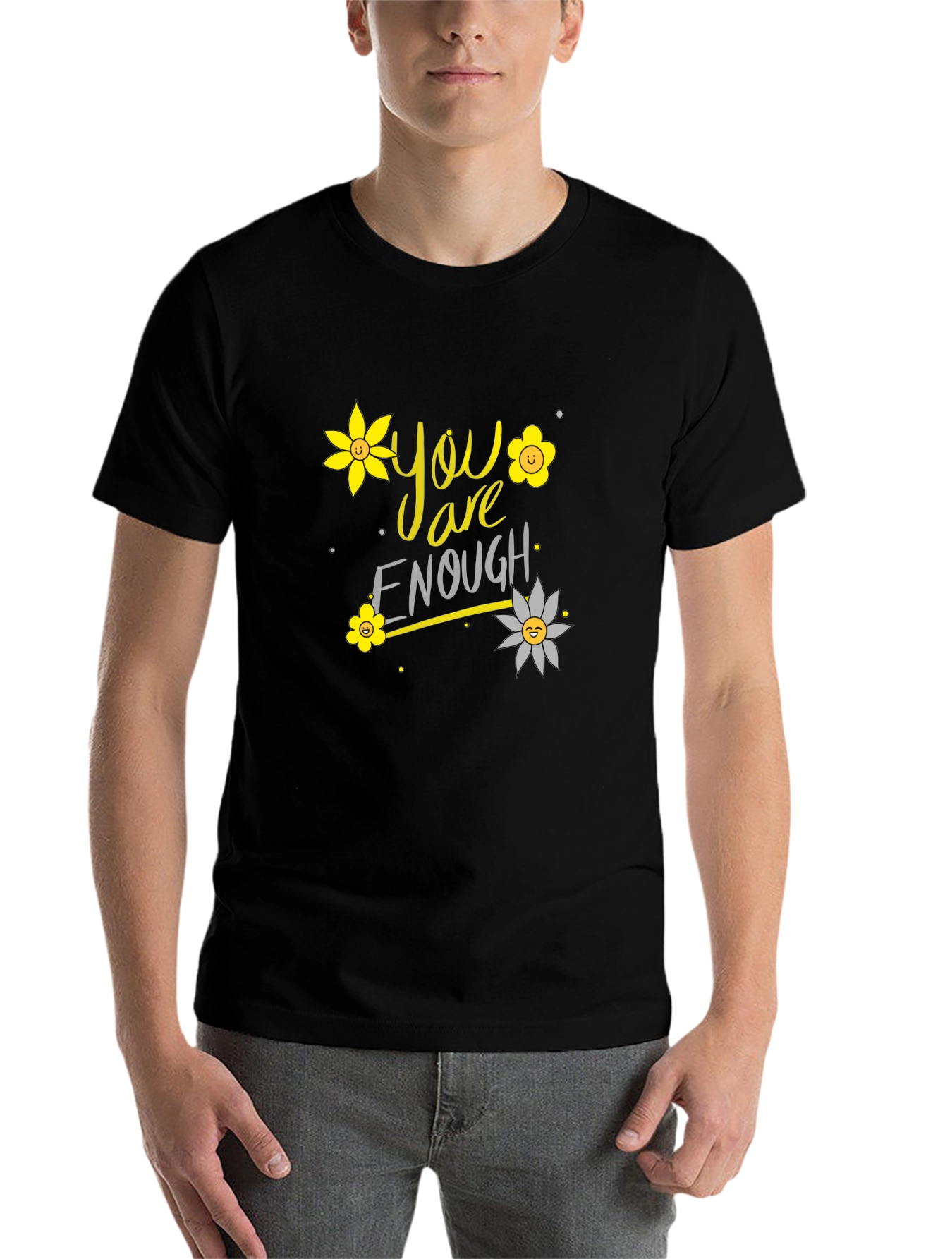 Black You Are Enough Floral Graphic T-Shirt view 7