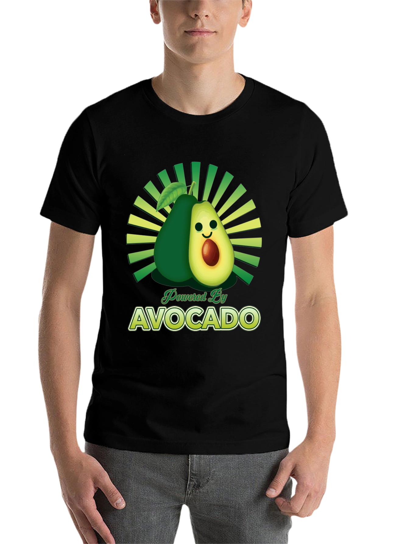 Black Powered by Avocado Graphic T-Shirt view 7