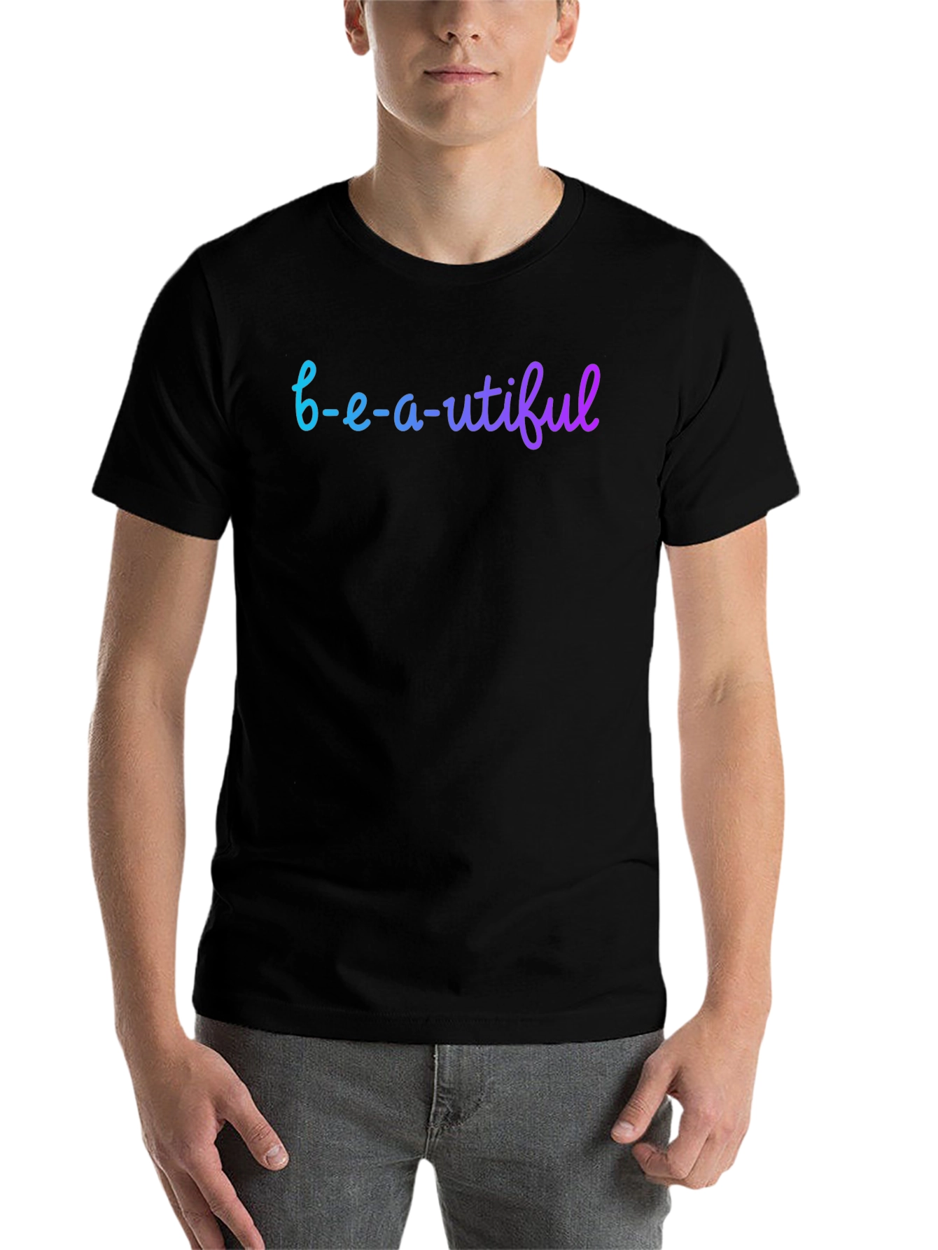 Black Beautiful Gradient Graphic Tee - Stylish Casual Wear view 7