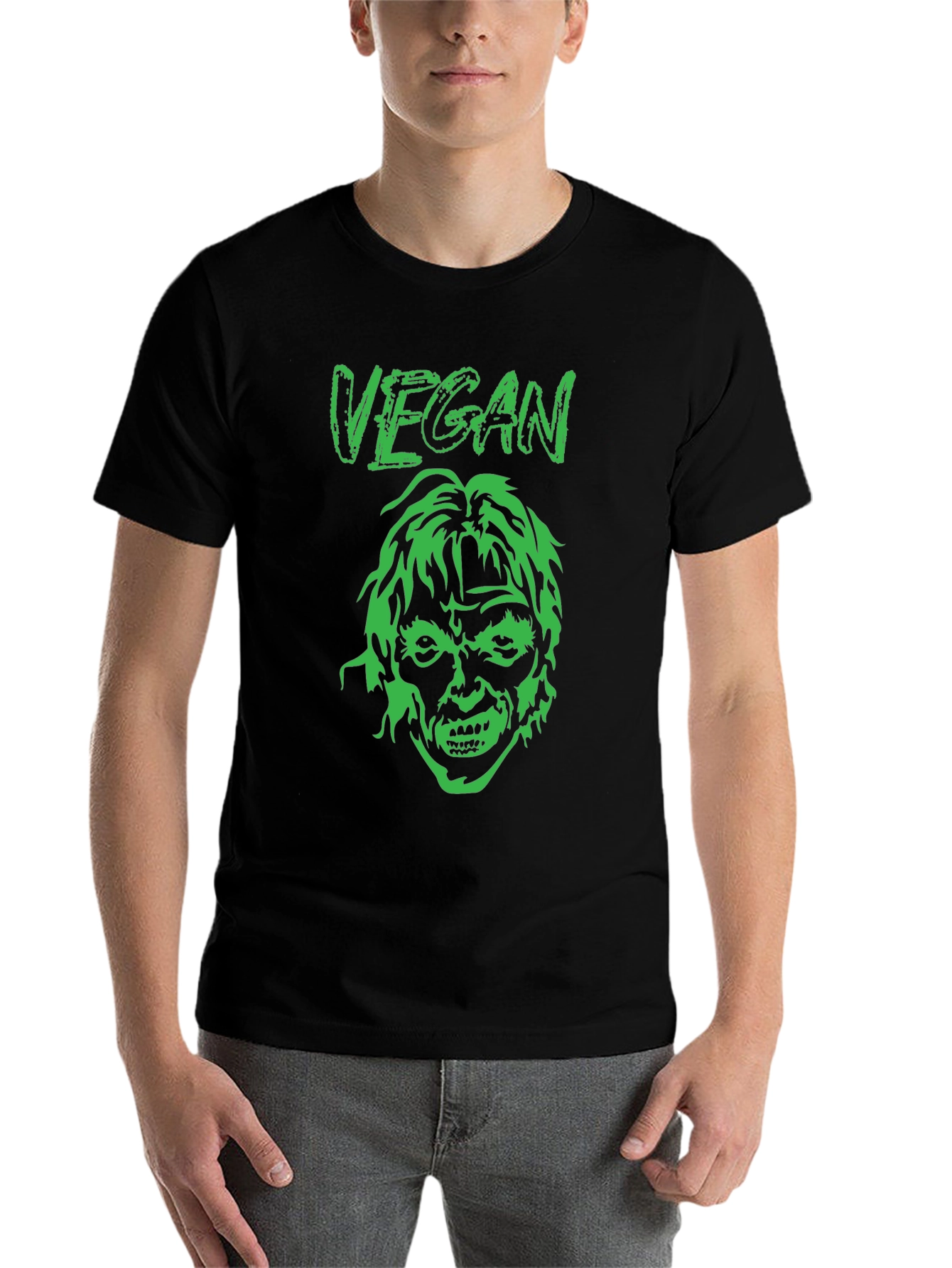 Black Vegan Zombie Graphic Tee - Black view 7