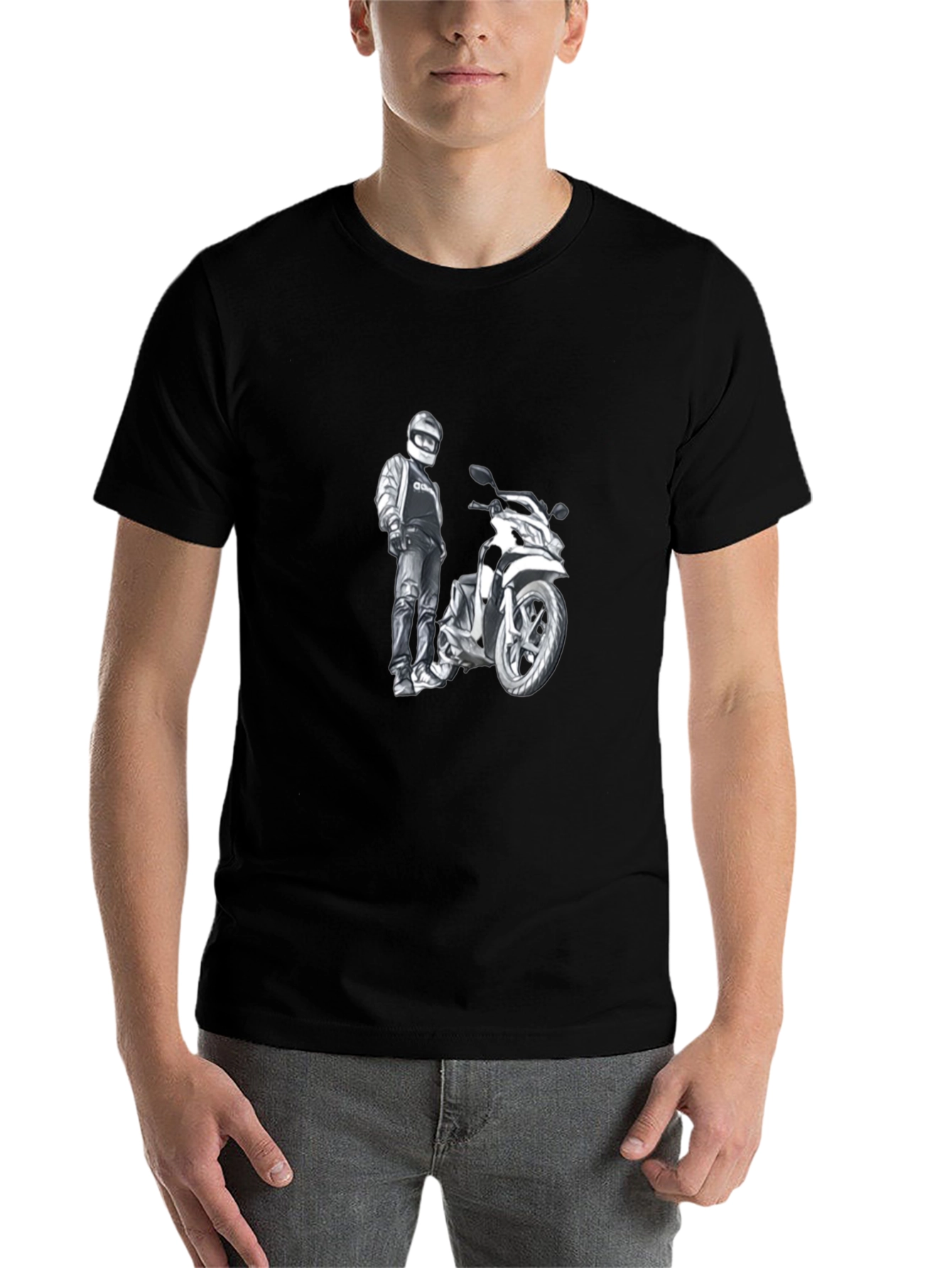 Black Motorcycle Graphic Tee - Black Cotton Comfort view 7
