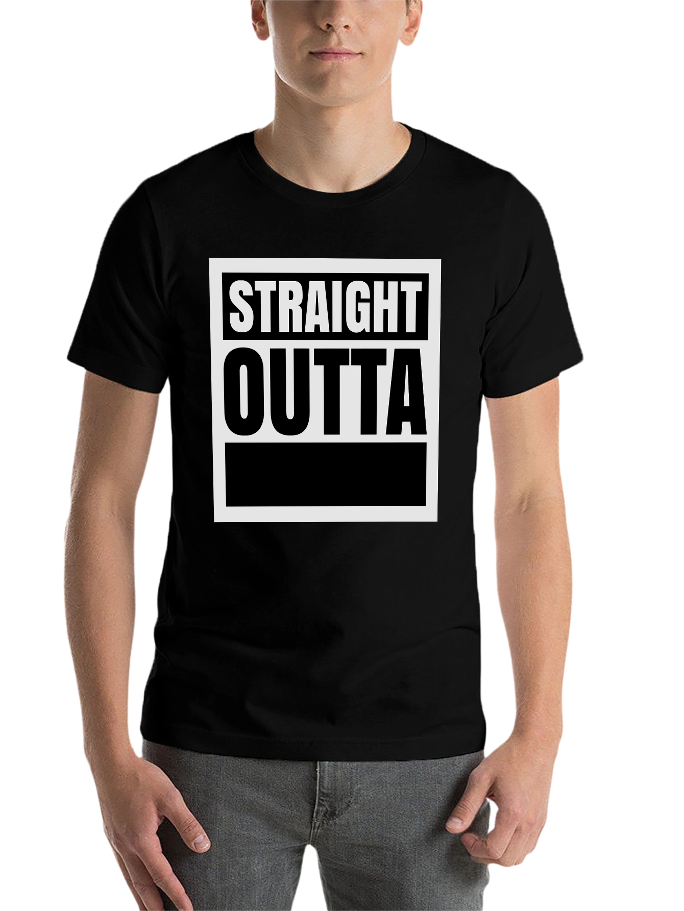 Black Straight Outta T-Shirt - Classic Graphic Tee view 7