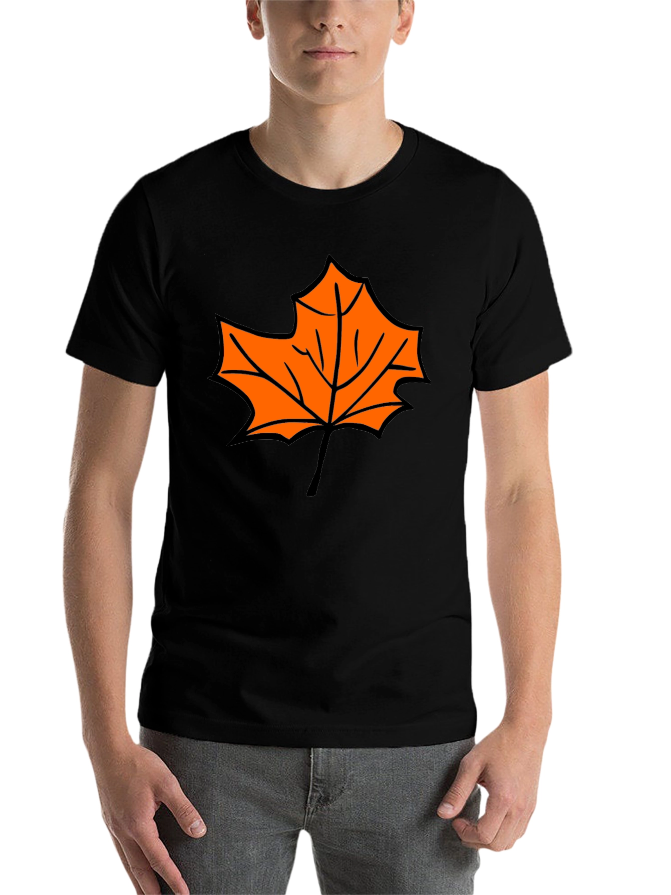 Black Maple Leaf Graphic Tee - Black Casual Shirt view 7