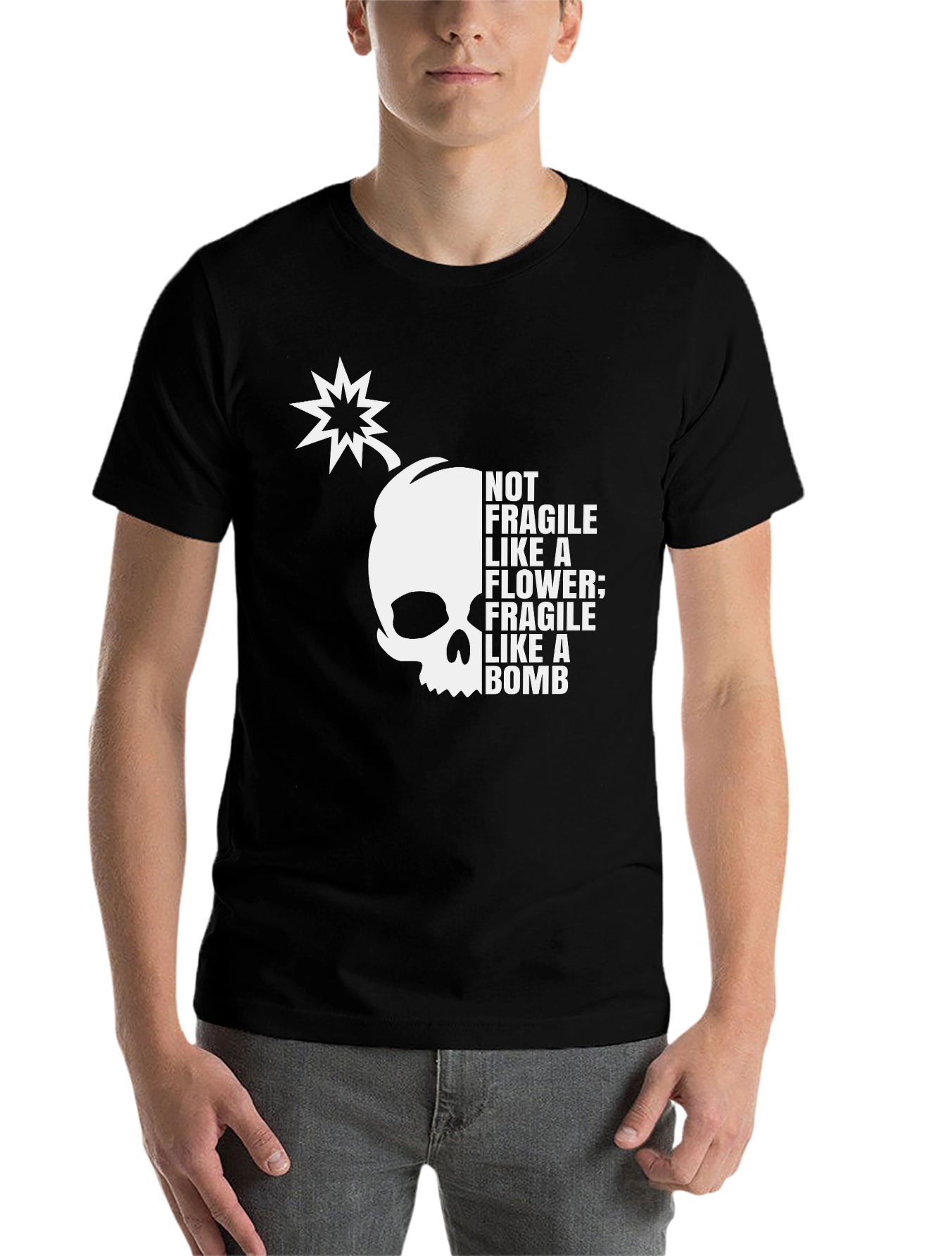 Black Fragile Like A Bomb Graphic Tee view 7