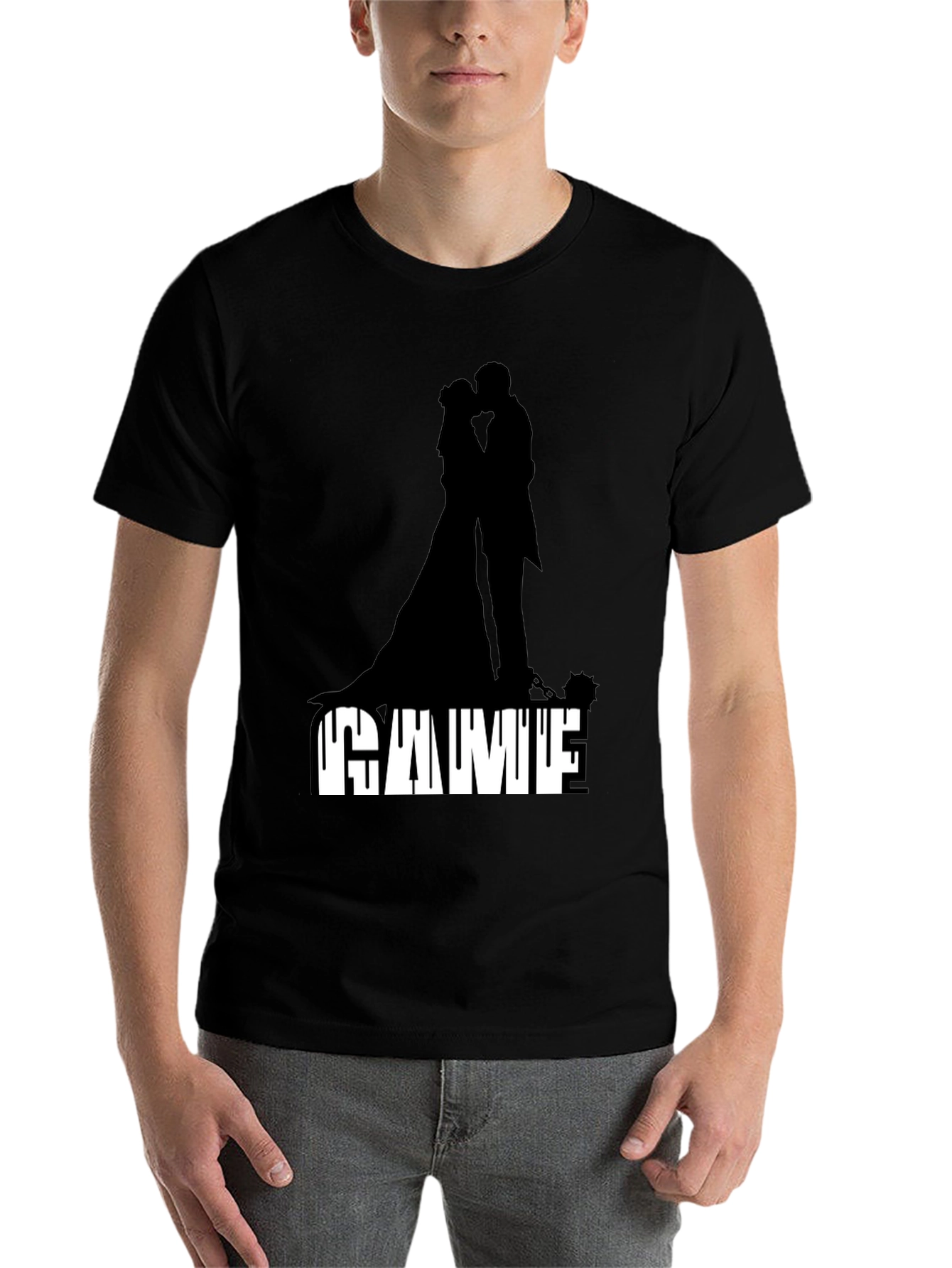 Black Gamufe Wedding Silhouette Graphic Tee - Black view 7