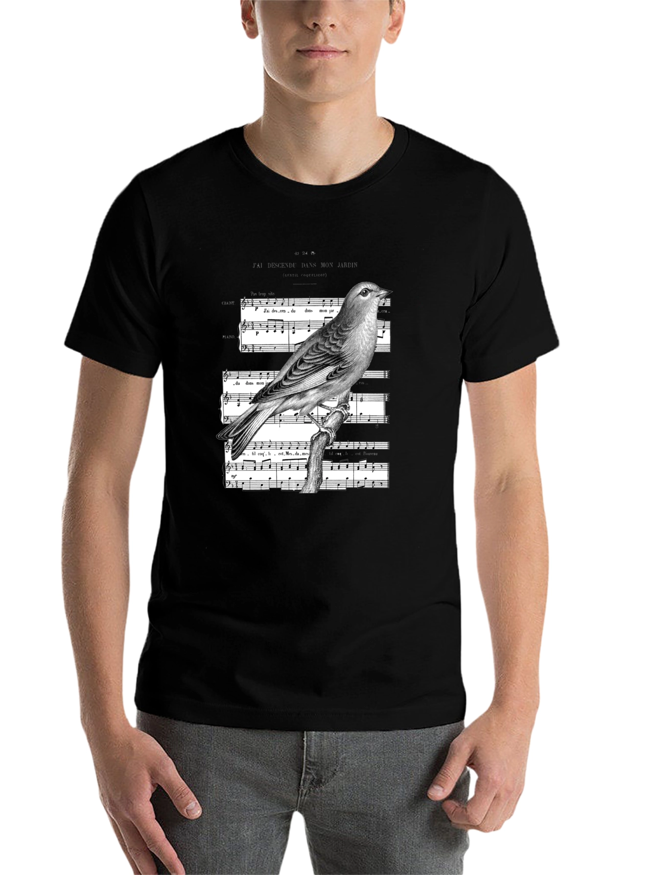 Black Bird on Sheet Music Graphic Tee - Classic Black view 7