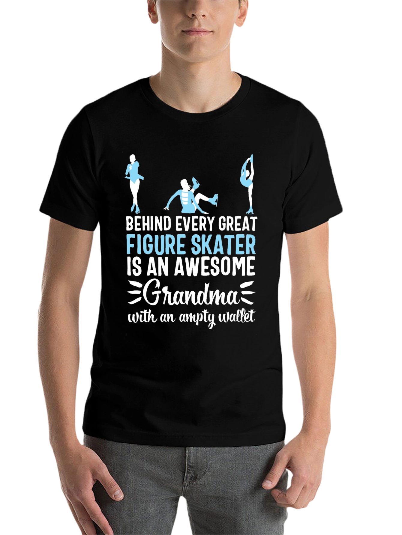 Black Awesome Grandma Figure Skater T-Shirt view 7