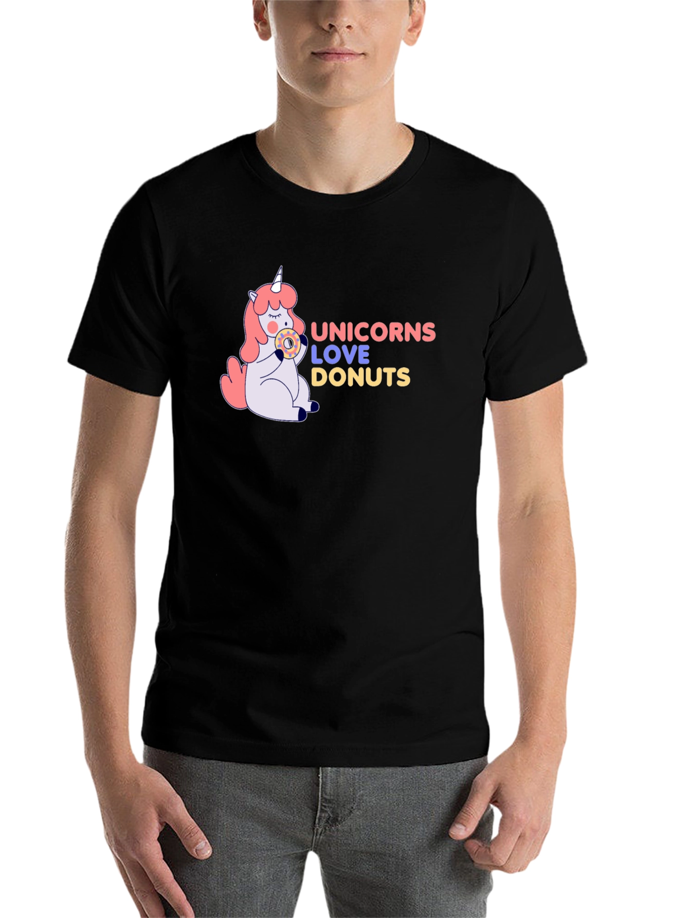 Black Unicorns Love Donuts Graphic T-Shirt view 7