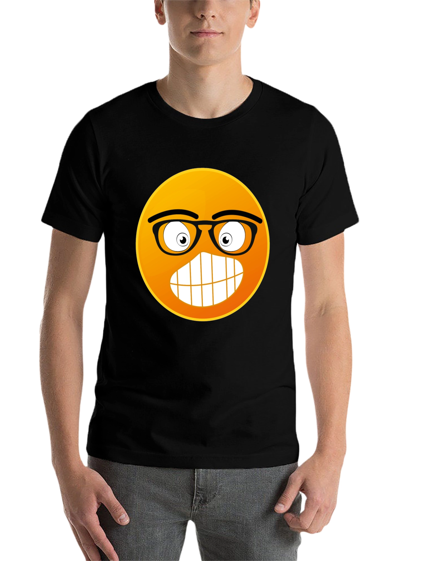 Black Nerdy Emoji Black T-Shirt: Express Yourself! view 7