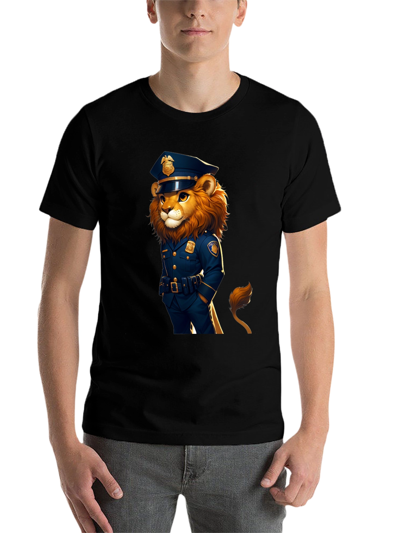 Black Lion Police Officer Graphic Tee view 7