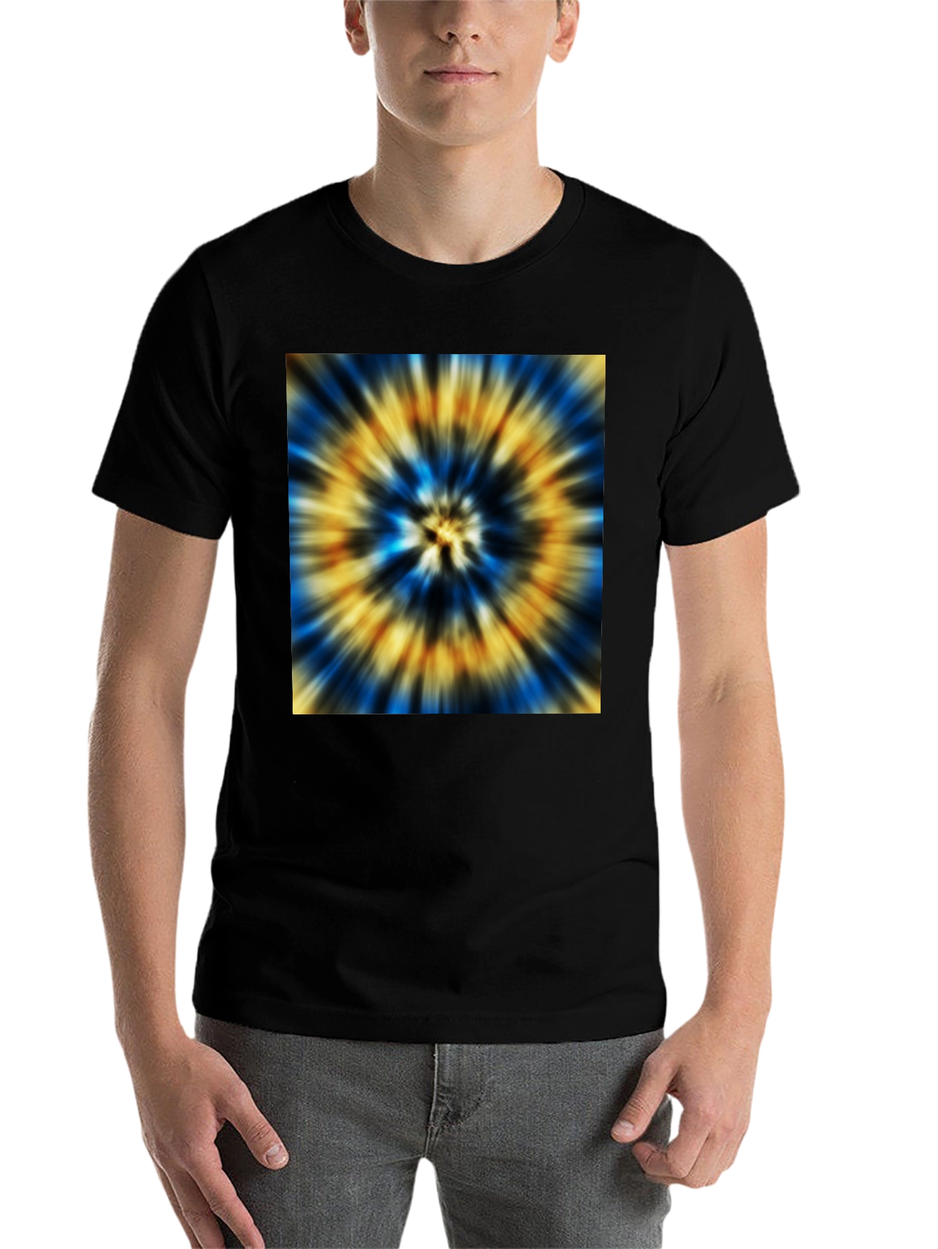 Black Vibrant Tie-Dye Graphic Black T-Shirt view 7
