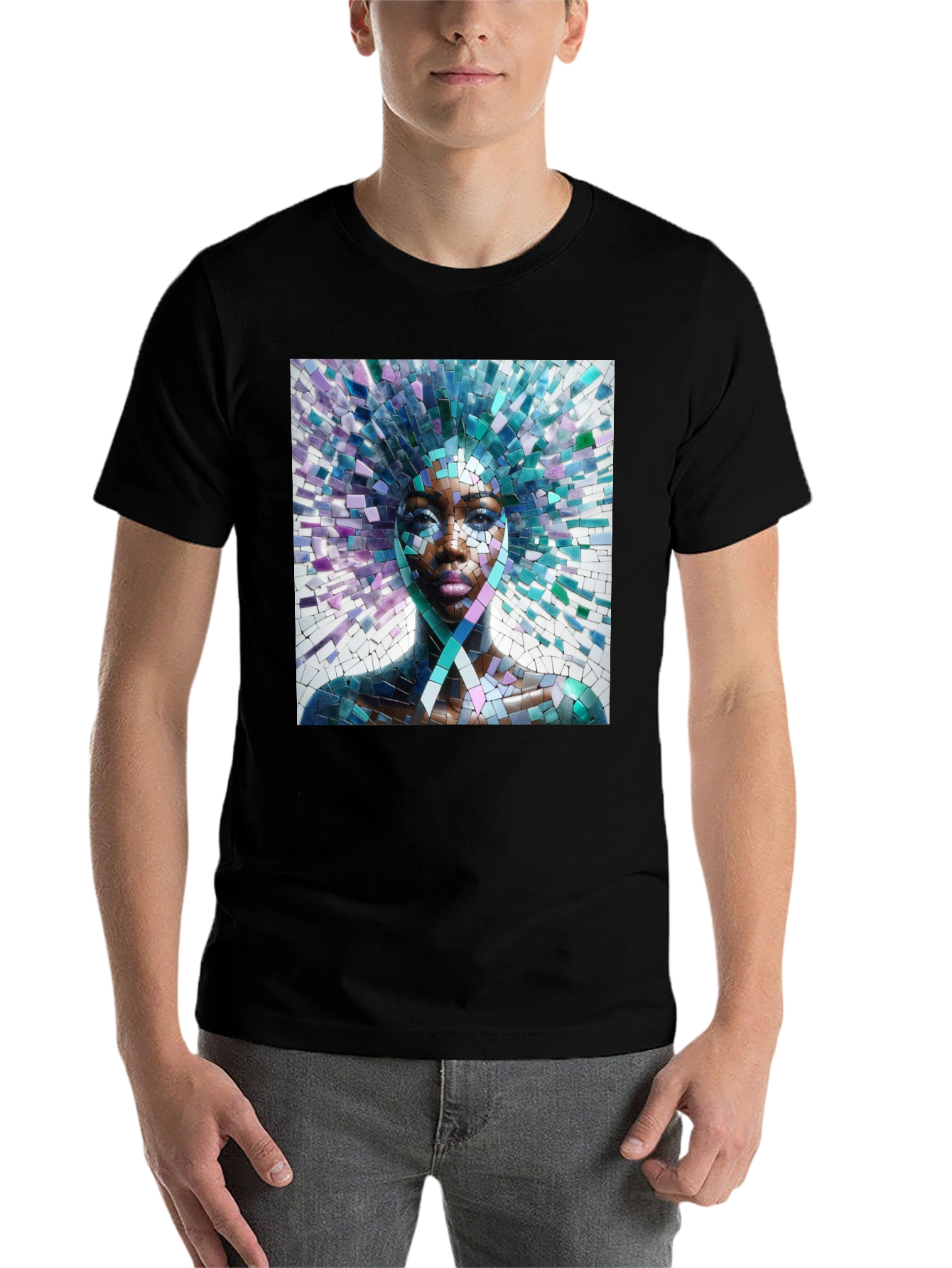 Black Mosaic Woman Graphic Tee - Stylish Unisex T-Shirt view 7