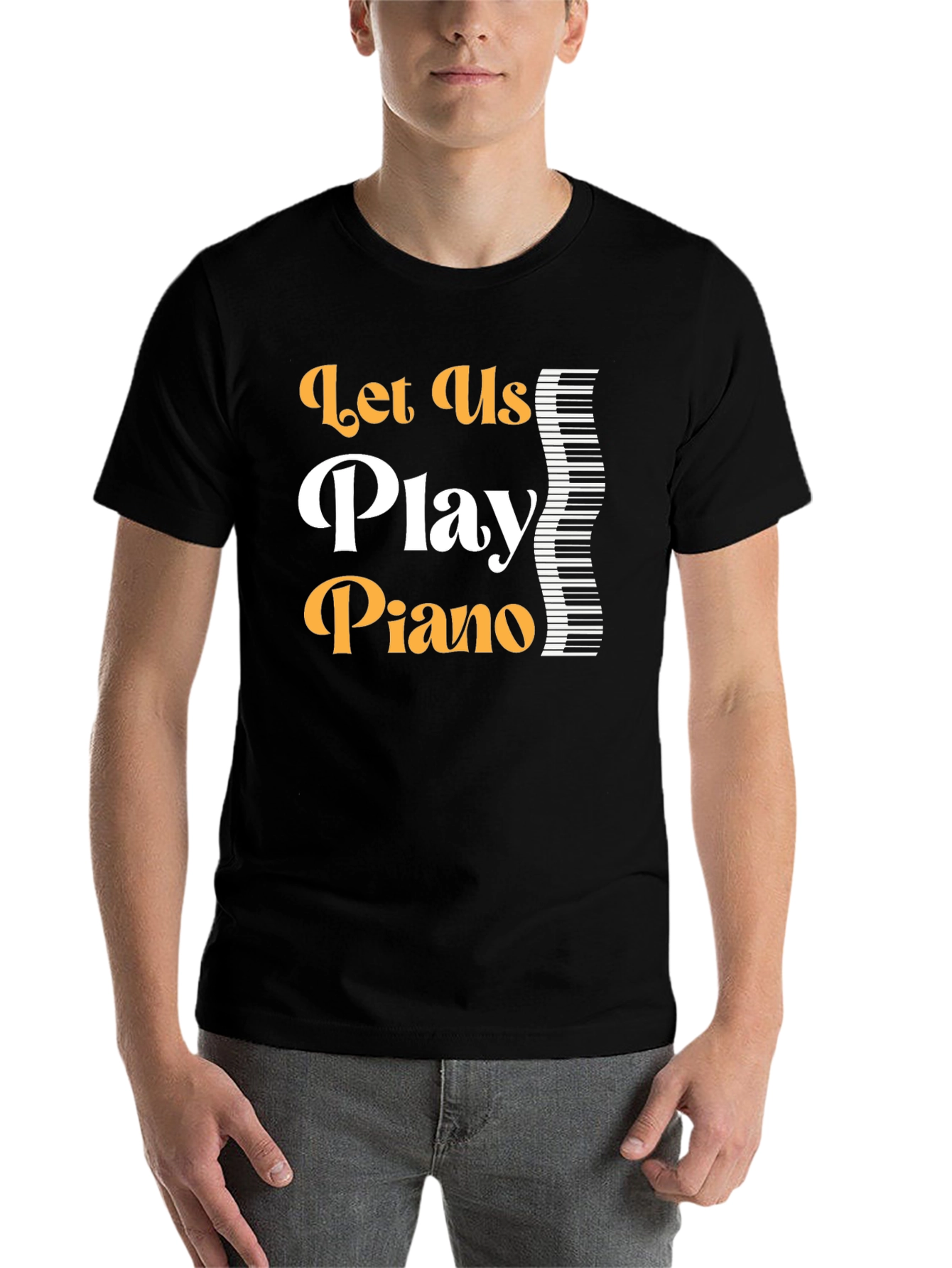 Black Let's Play Piano Graphic T-Shirt view 7