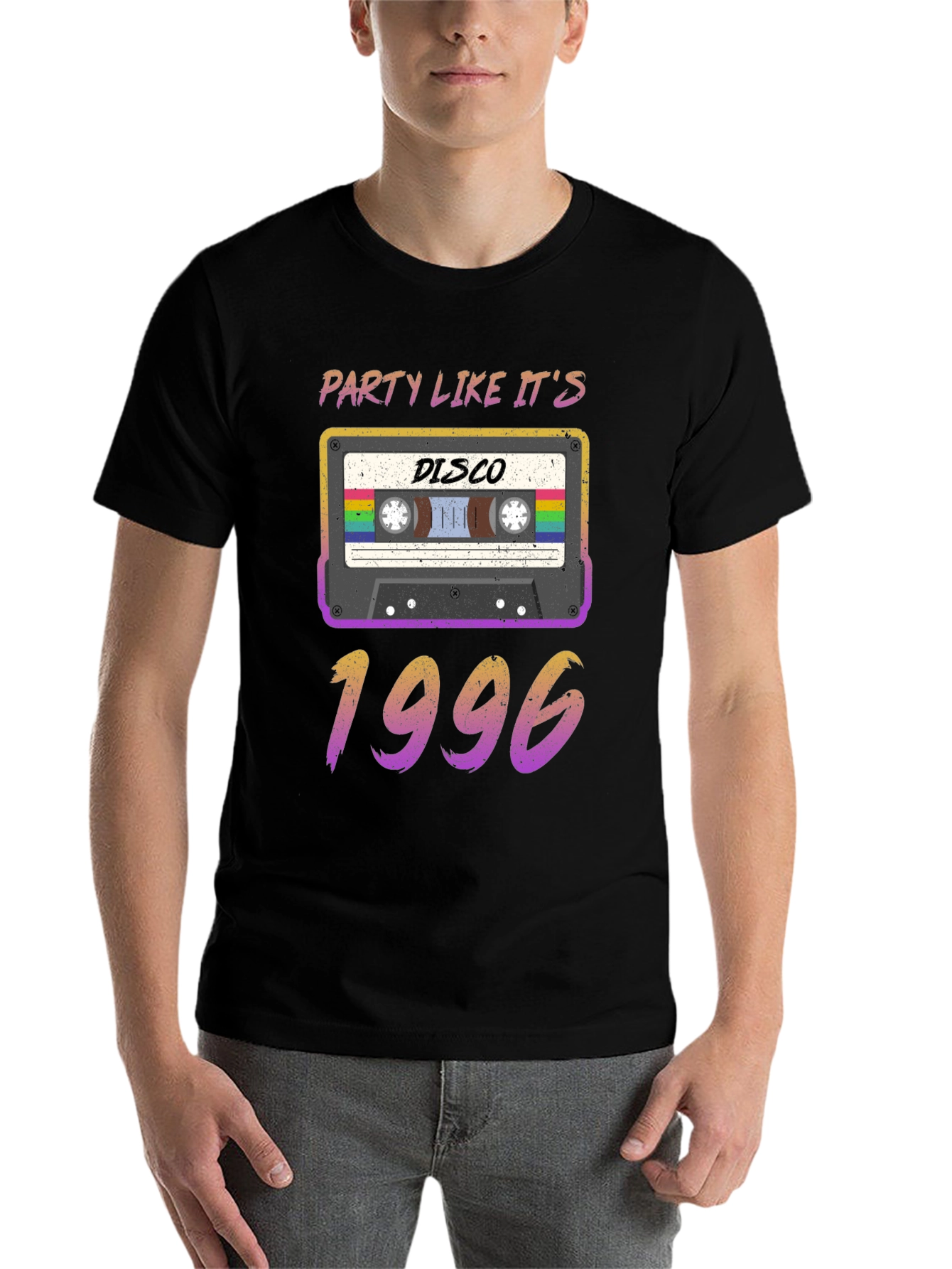 Black Party Like It's 1996 Disco Cassette Tape T-Shirt view 7