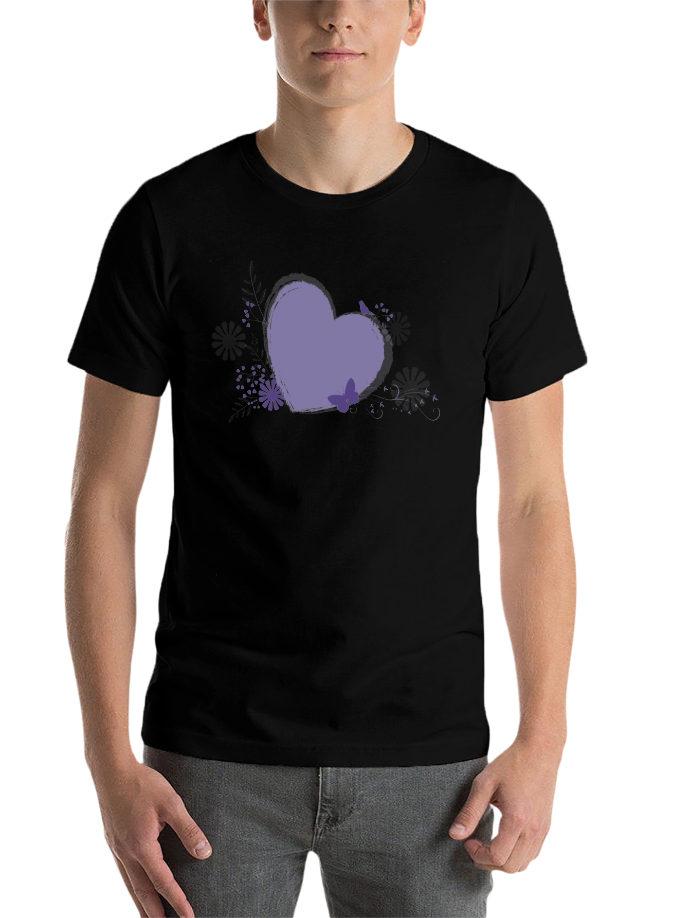 Black Heart Graphic Tee - Black Casual Comfort view 7