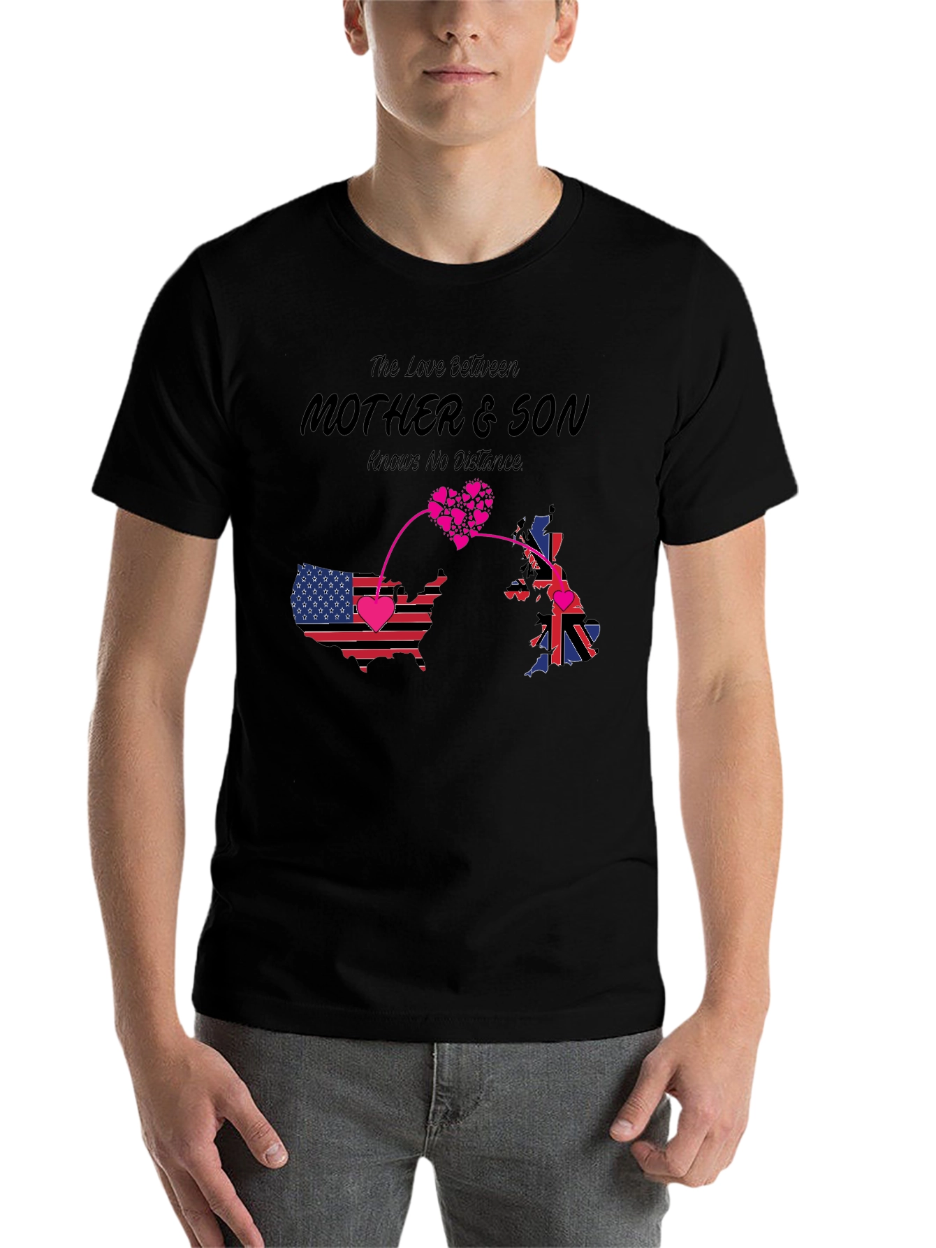 Black Mother & Son Distance Love T-Shirt view 7