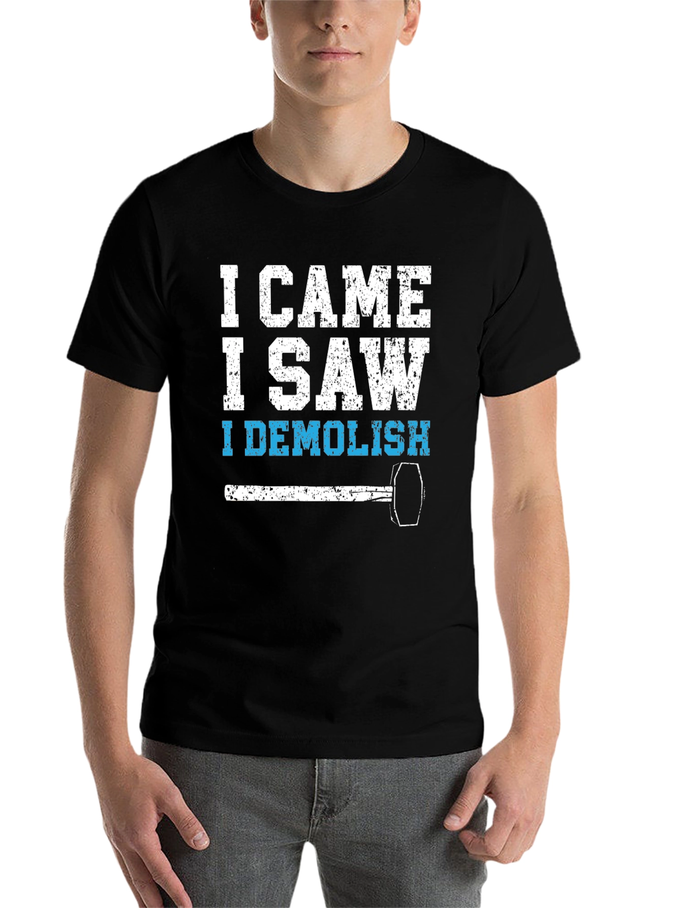 Black I Came I Saw I Demolish Black T-Shirt view 7