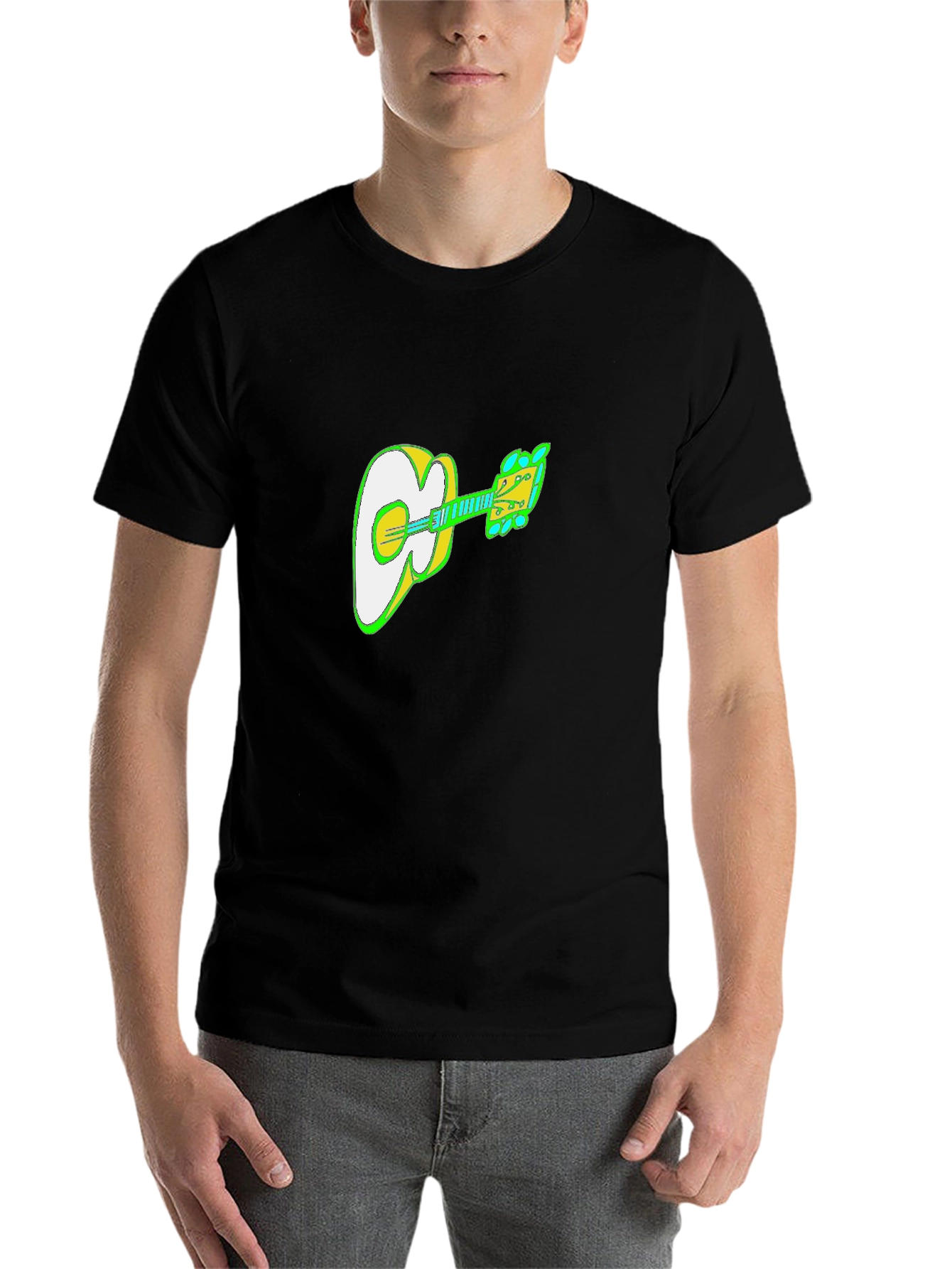 Black Guitar Graphic Black T-Shirt view 7