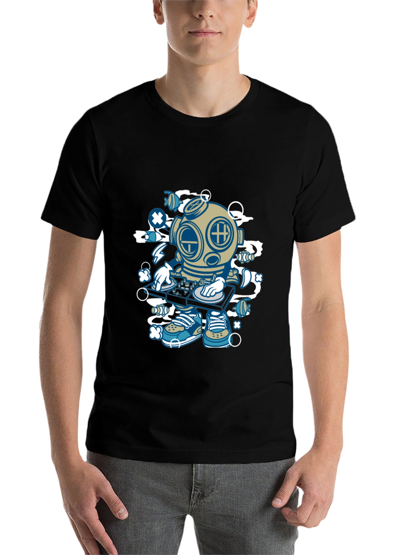 Black DJ Diver Graphic Tee - Black T-Shirt view 7