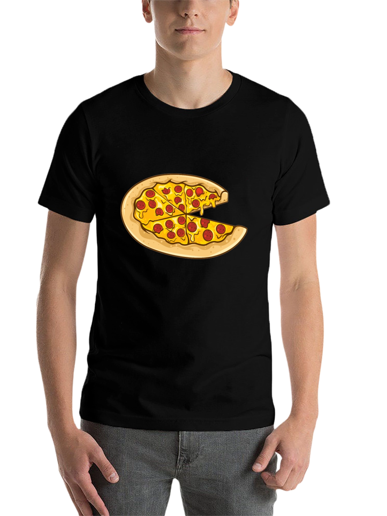 Black Pizza Slice Graphic Tee - Casual Comfort view 7