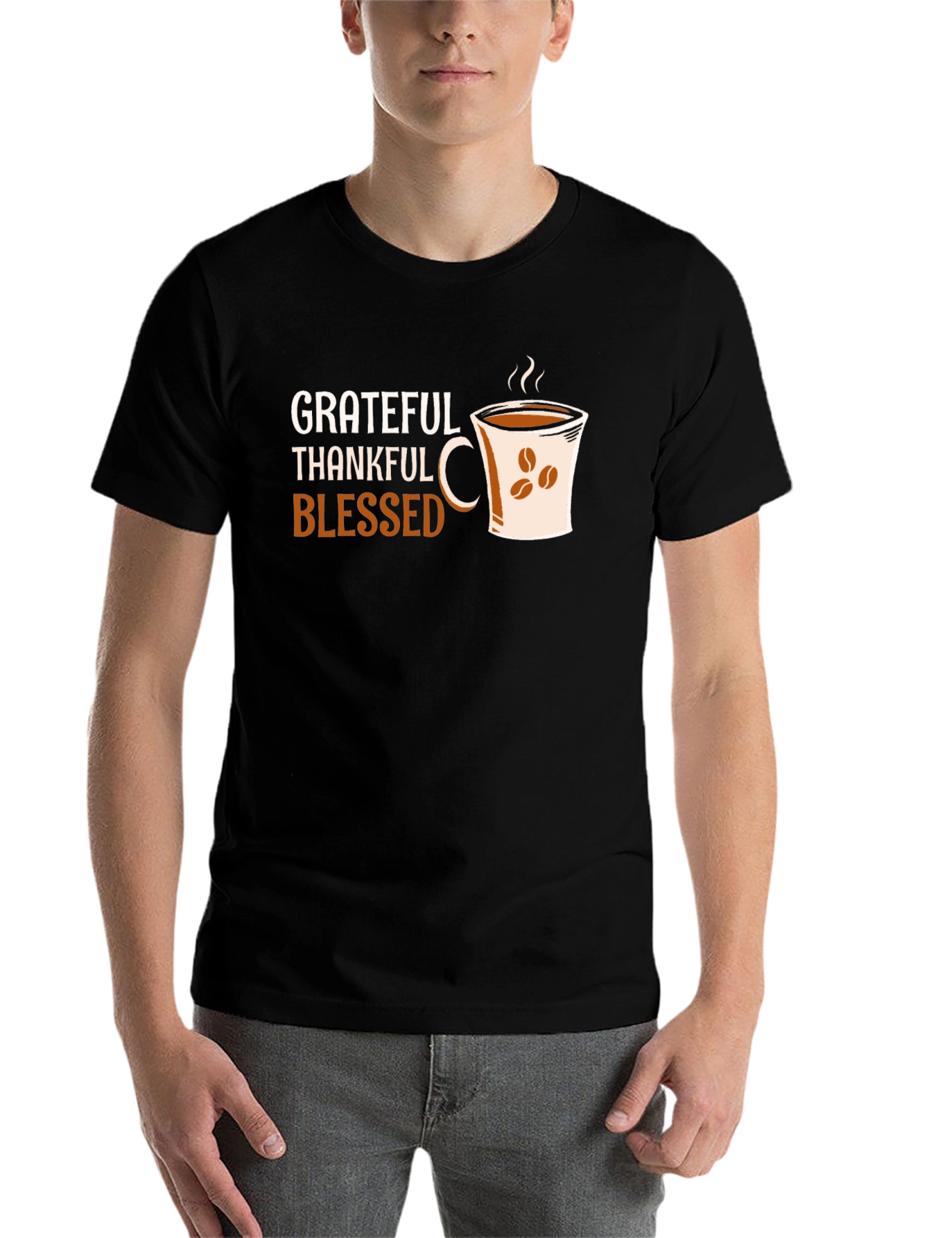 Black Grateful Thankful Blessed Coffee Cup T-Shirt view 7