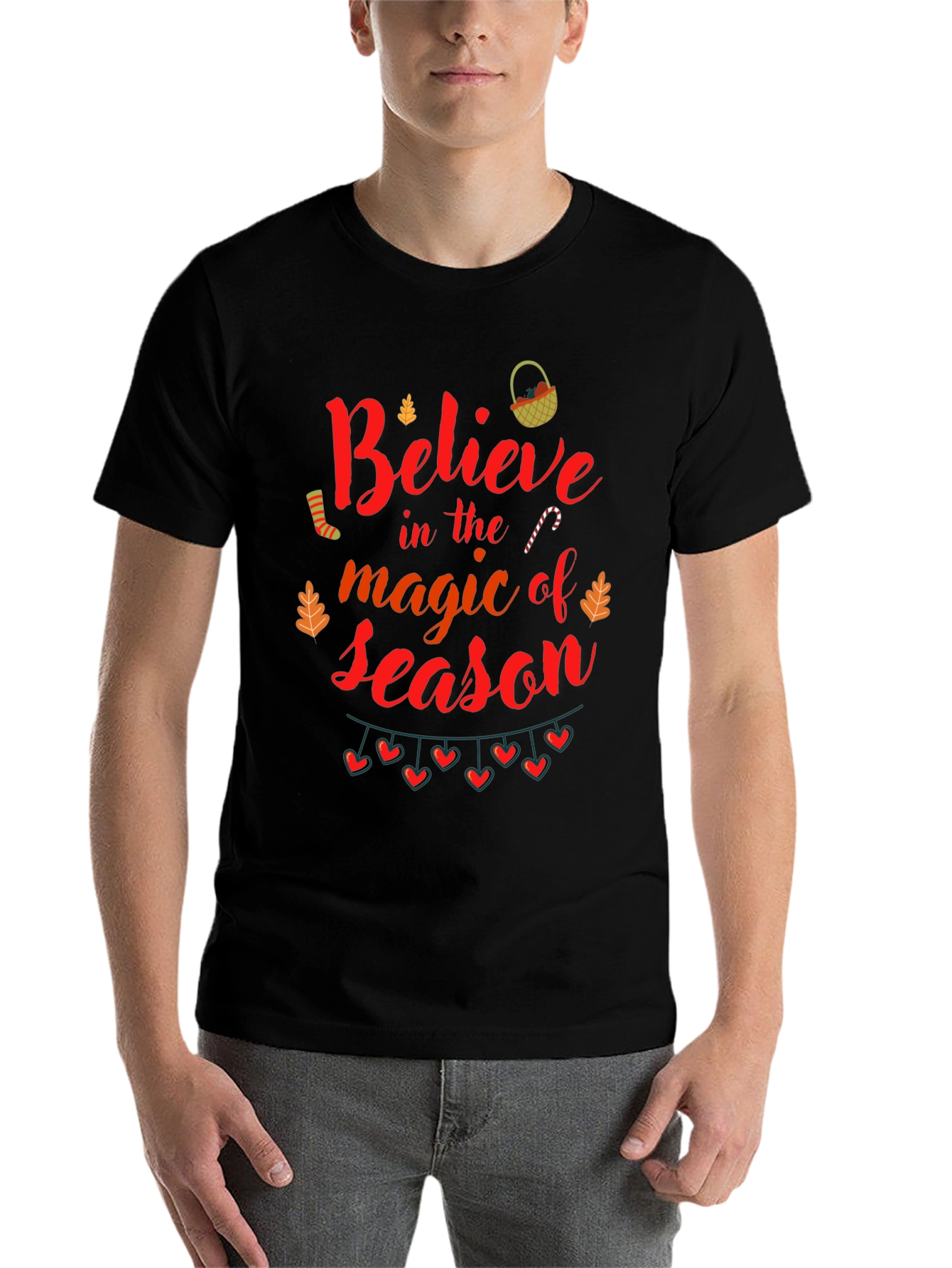 Black Believe Magic Season T-Shirt - Holiday Festive Tee view 7